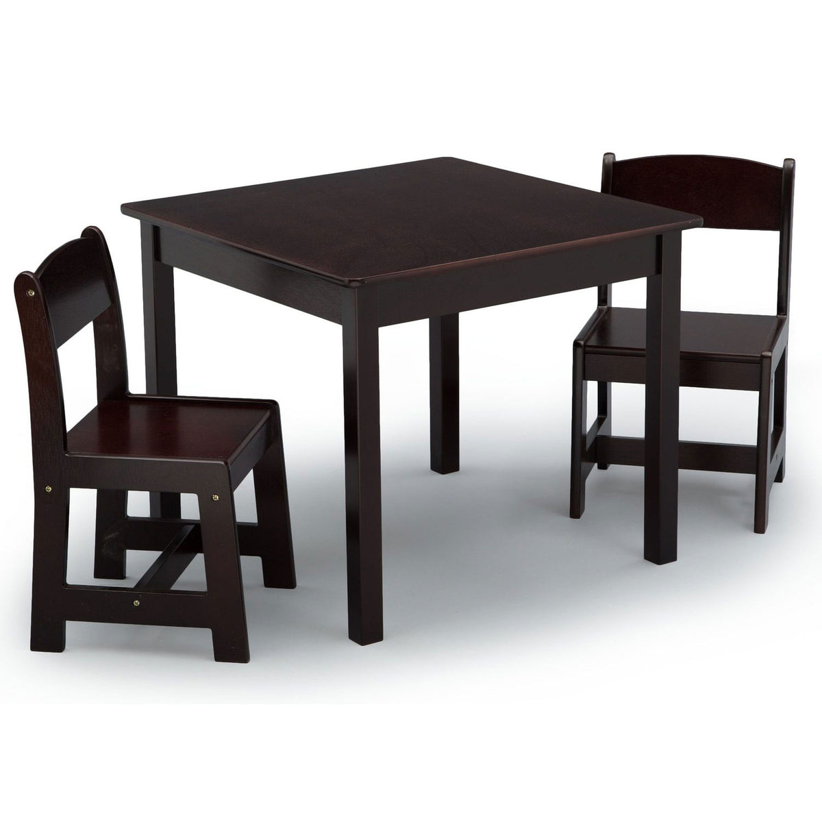 Delta Children MySize Wooden Table and Chairs Set, Dark Chocolate Brown (Used)