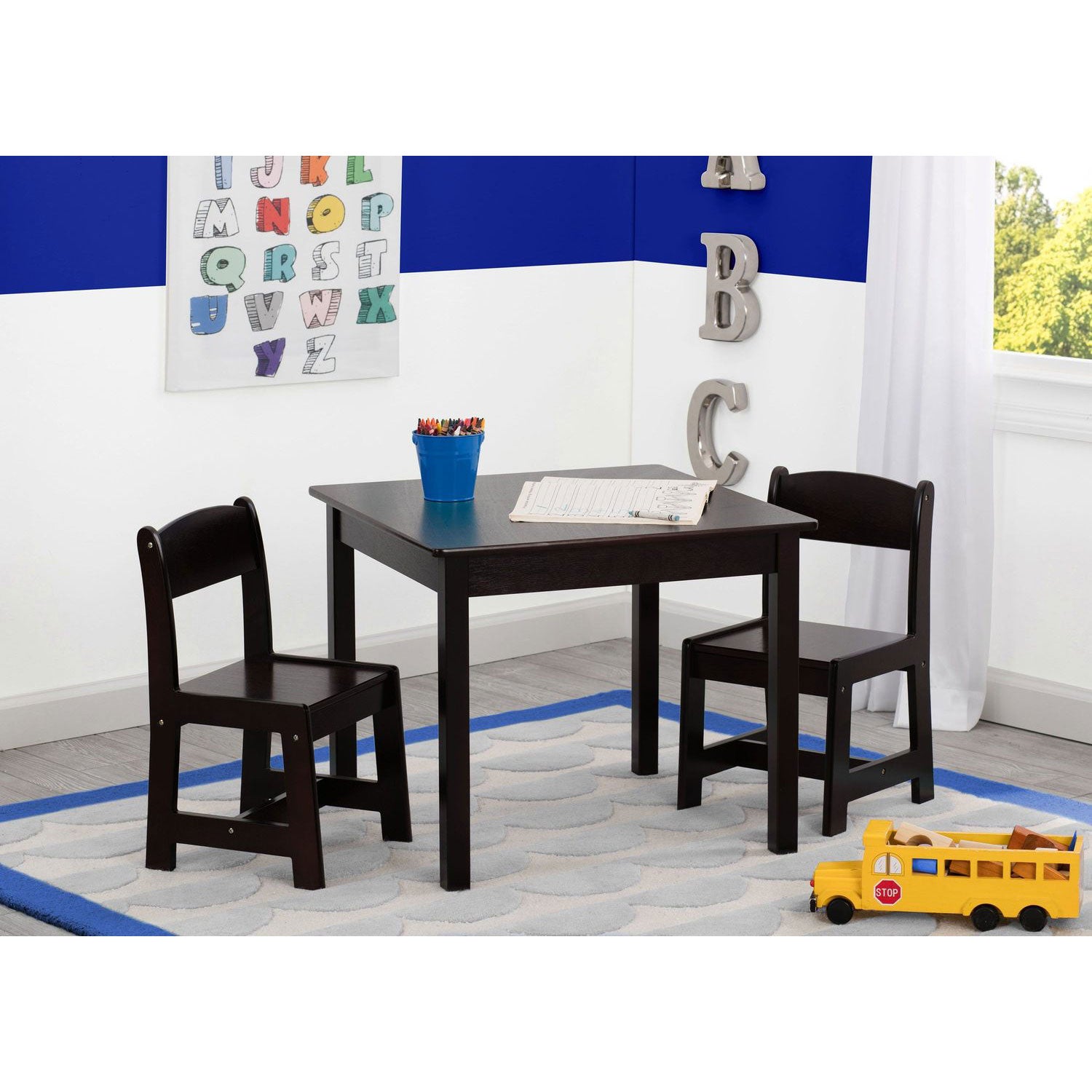 Delta Children MySize Table and Chairs Set-Kids Dark Chocolate Brown (Open Box)