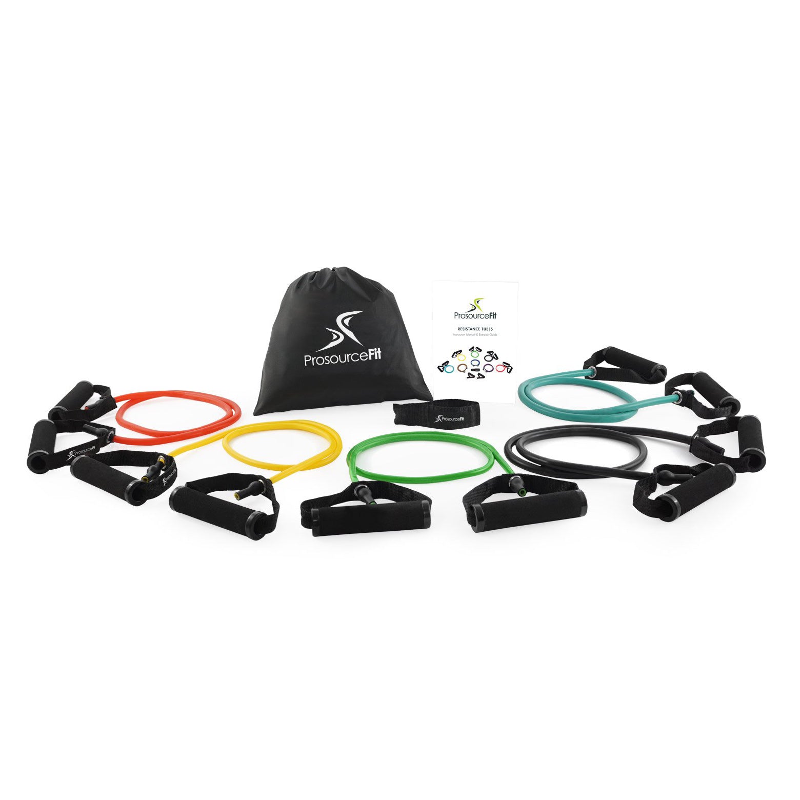 Prosource Fit Tube Handle Resistance Bands with Door Anchor and Carrying Case