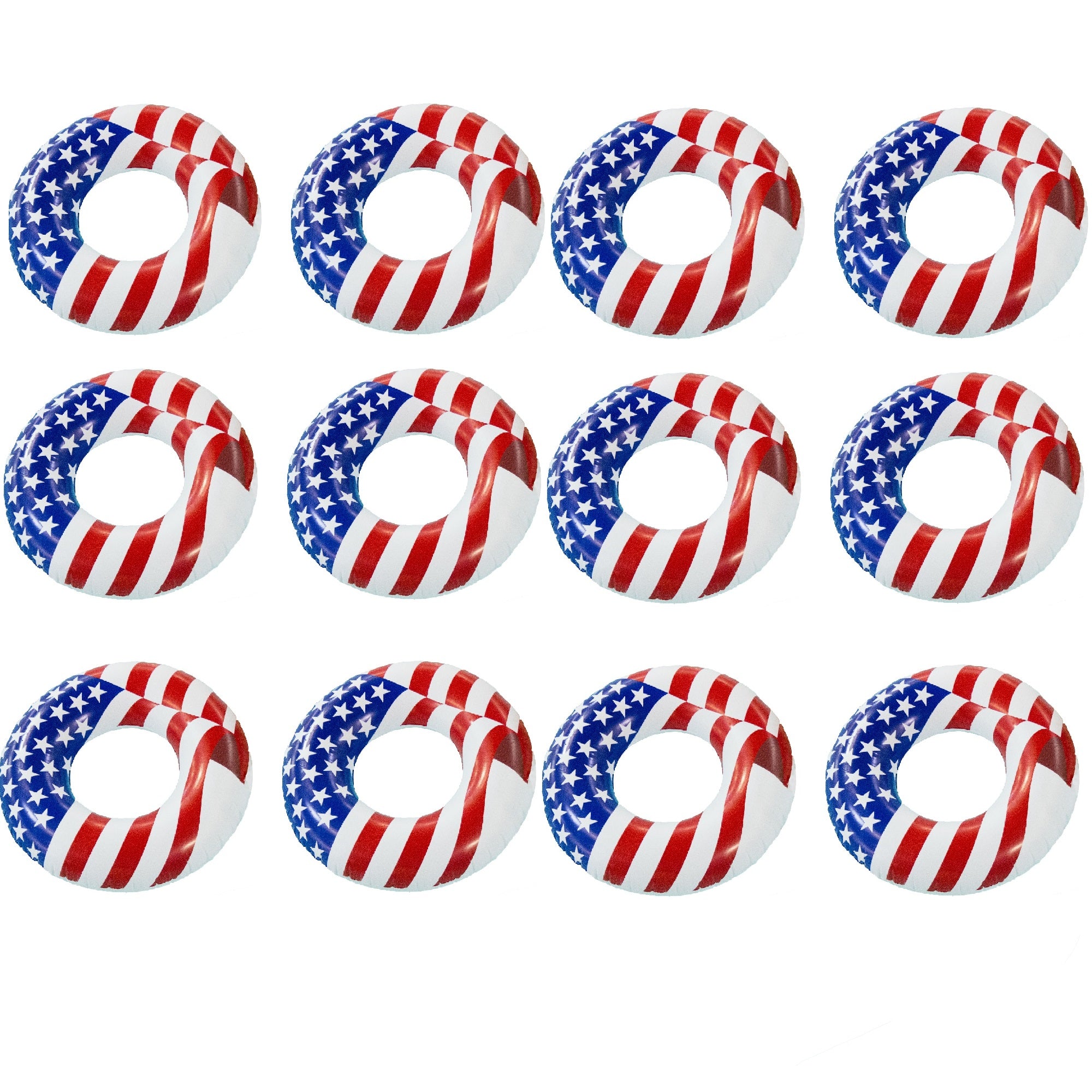 Swimline 36 Inch Inflatable American Flag Swimming Pool Tube Float (12 Pack) - VMInnovations