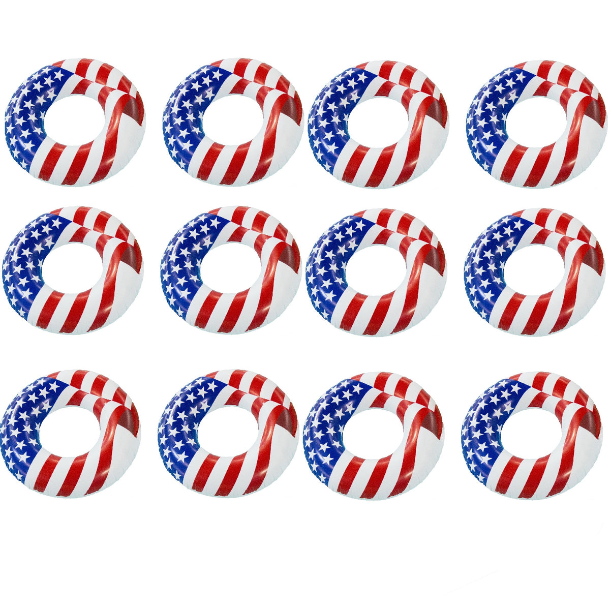 Swimline 36 Inch Inflatable American Flag Swimming Pool Tube Float (12 Pack) - VMInnovations