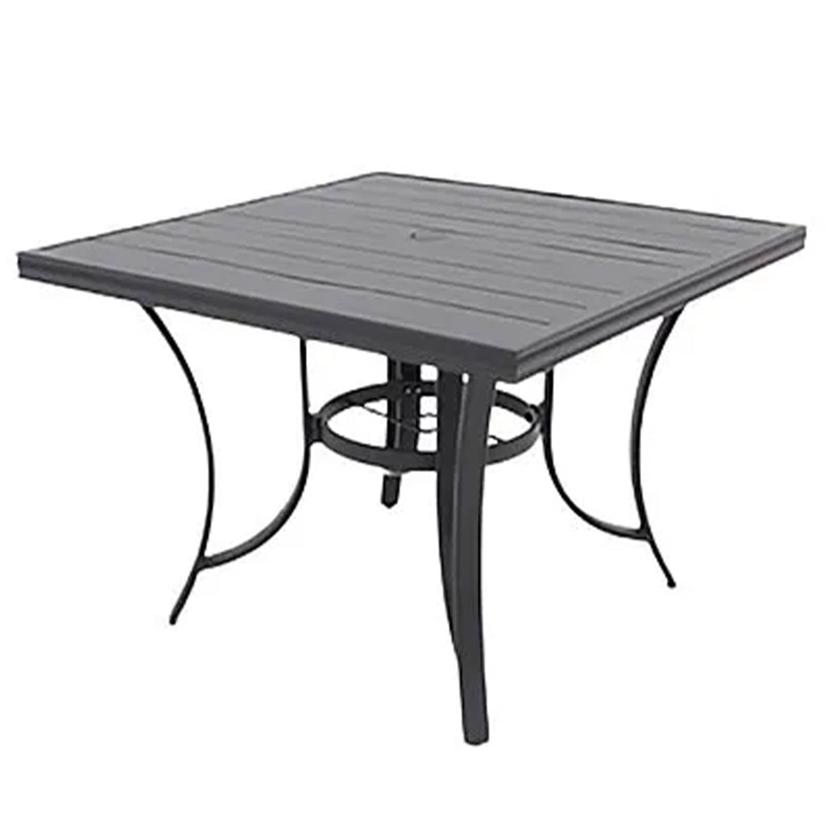 Four Seasons Courtyard Top Dining Table w/Umbrella Hole, Gray (Open Box)