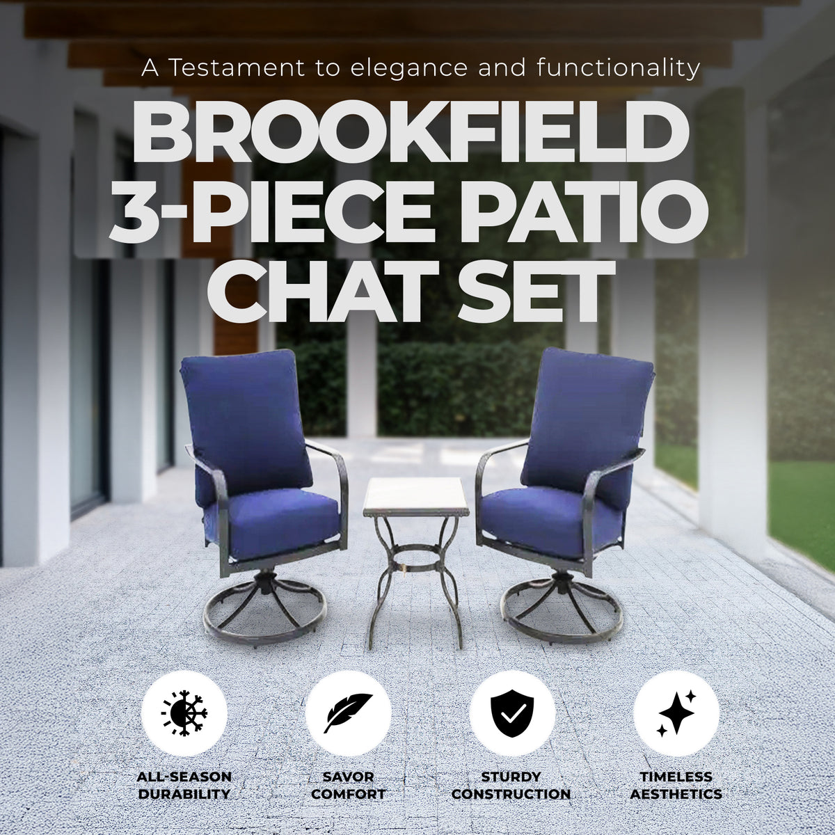 Four Seasons Courtyard Brookfield 3 Piece Deep Seating Patio Chat Set (Used)