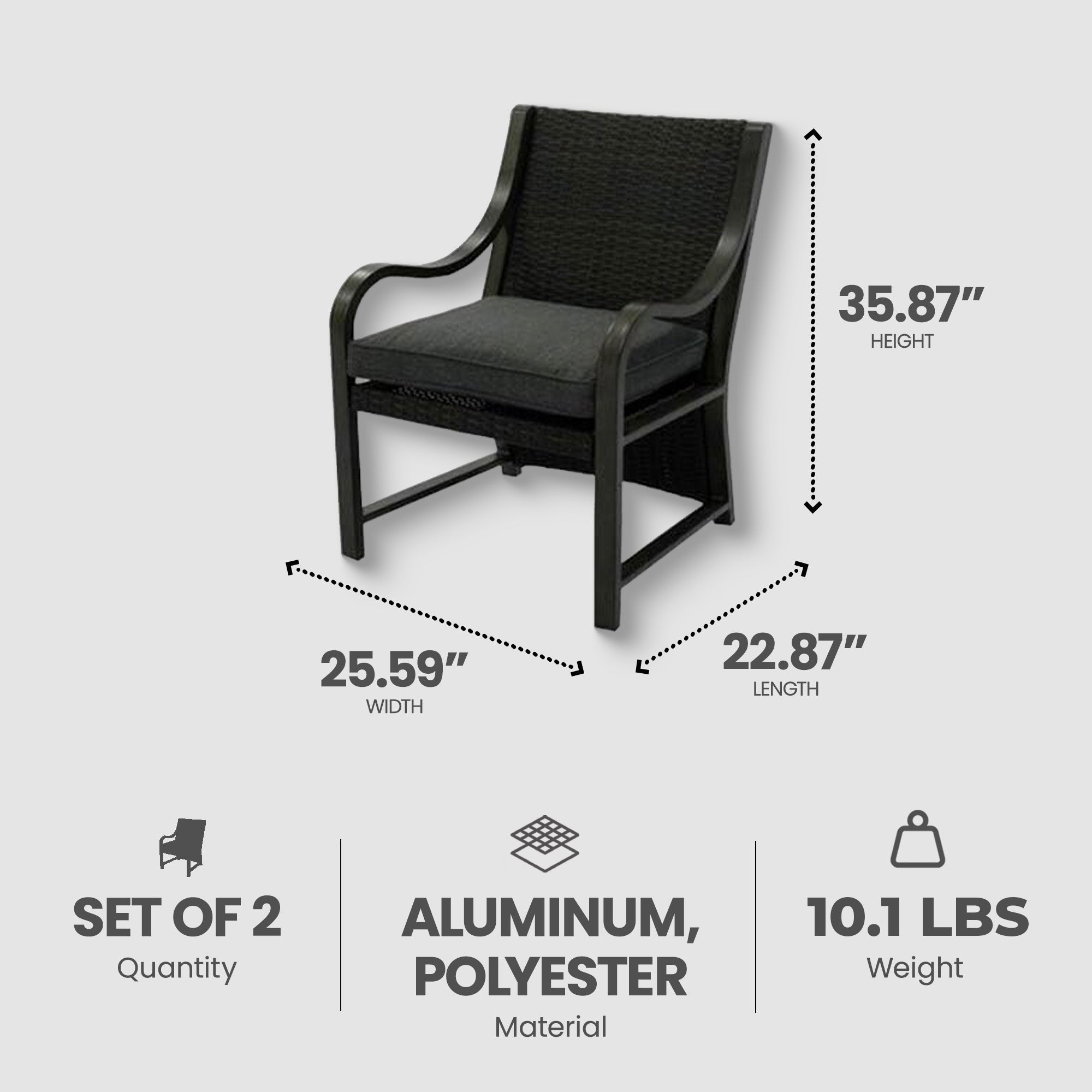 Four Seasons Courtyard Canmore Captain Outdoor Patio Cushioned Arm Chair, 2 Pack - VMInnovations