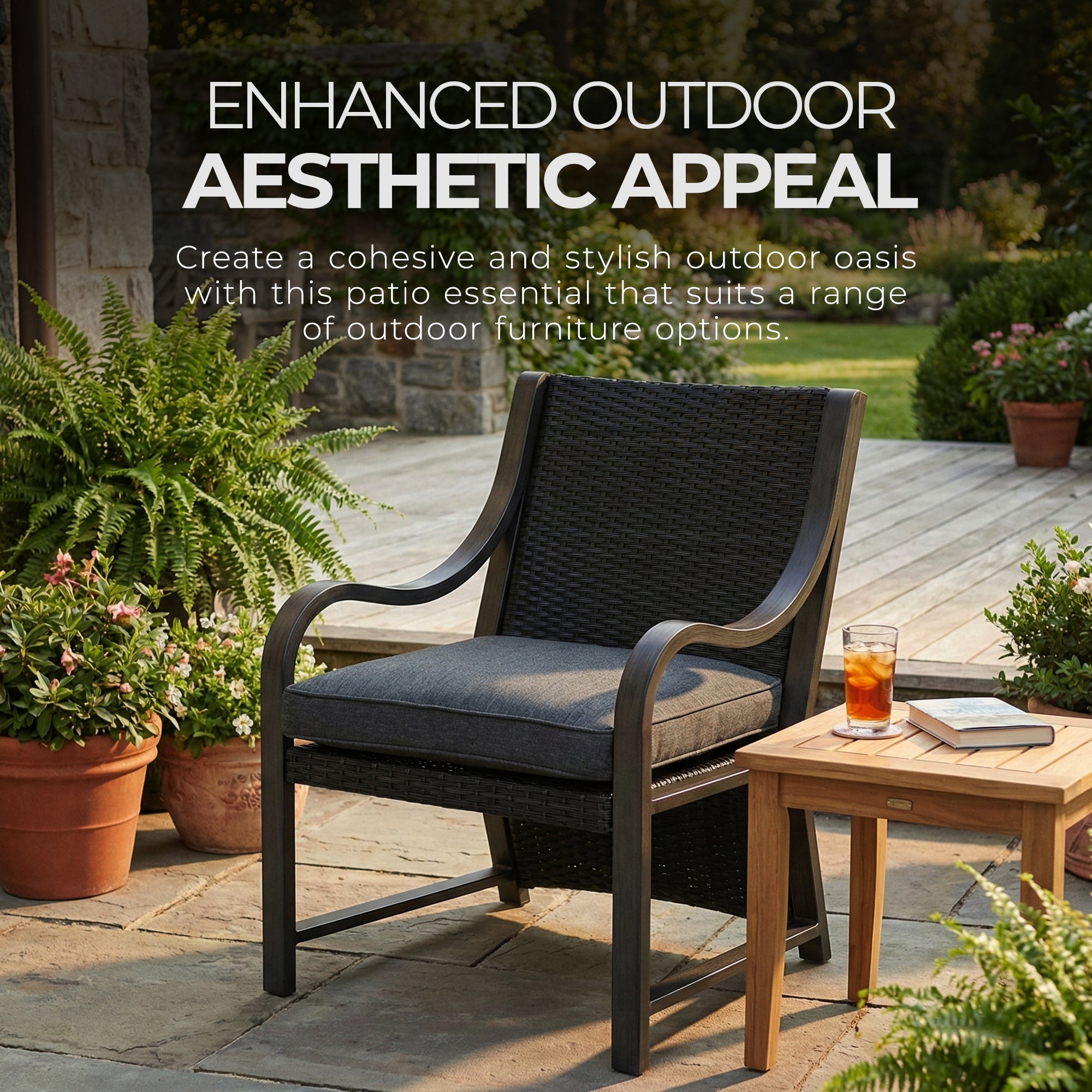 Four Seasons Courtyard Canmore Captain Outdoor Patio Cushioned Arm Chair, 2 Pack - VMInnovations