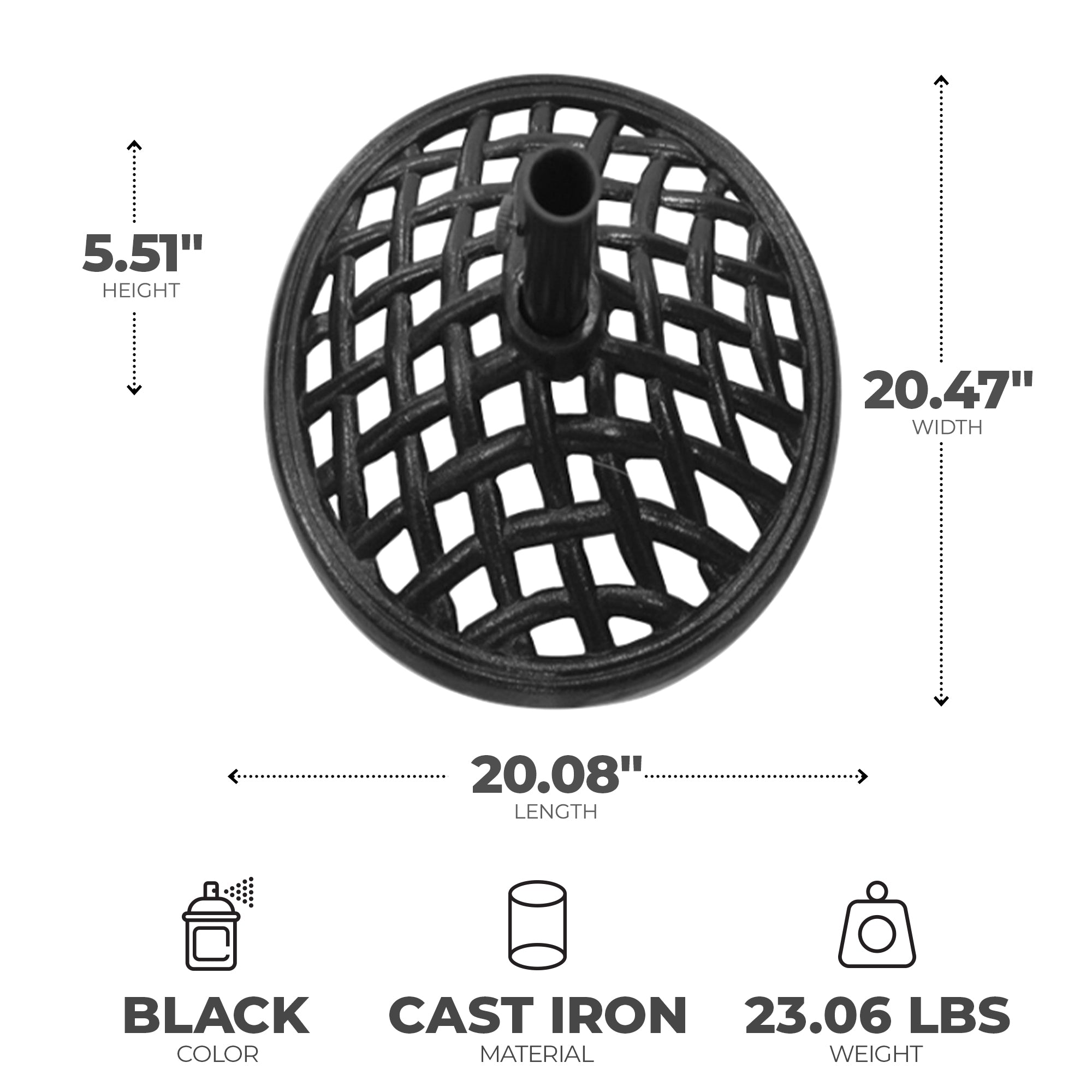 Four Seasons Courtyard Canmore 19 Inch Cast Iron Patio Umbrella Base, Black - VMInnovations