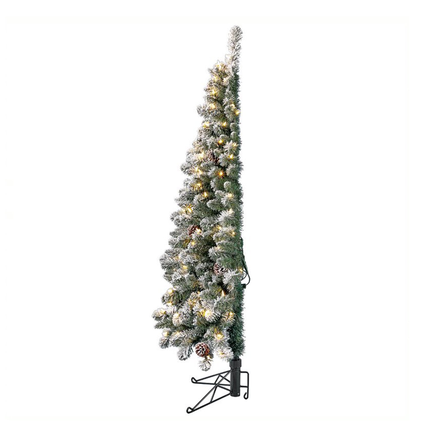 Home Heritage Corner 5' Flocked 100 LED Pre-Lit Artificial Christmas Tree, Green
