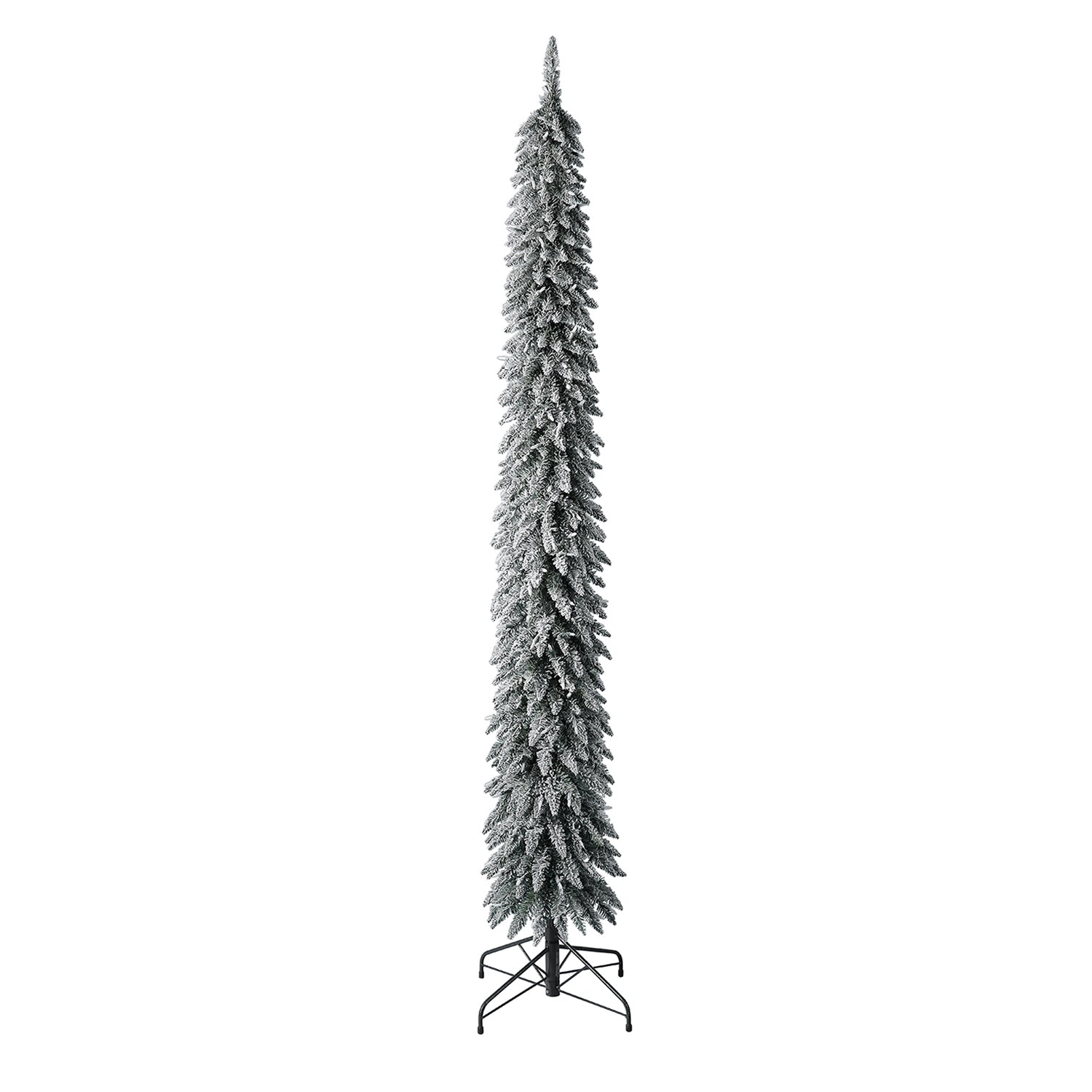 Home Heritage Albert 7' Flocked Pencil 200 LED Pre-Lit Artificial Christmas Tree