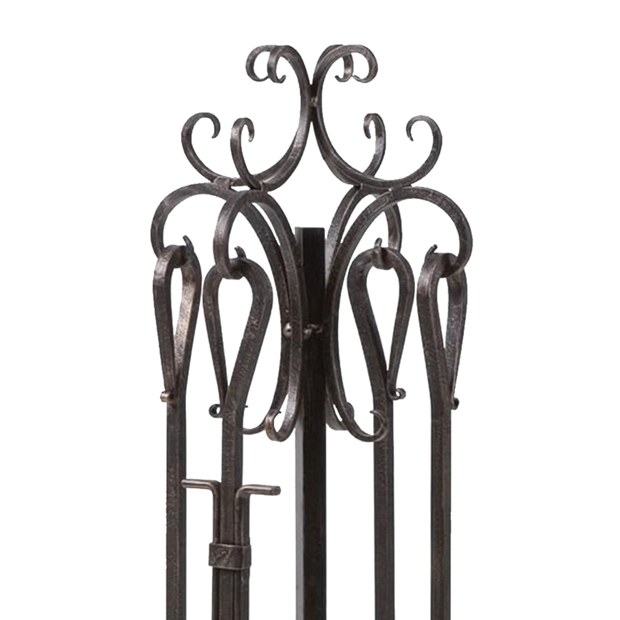 Panacea 5pc Scroll Top Fireplace Powder Coated Steel Accessory Tool Set (Used) - VMInnovations