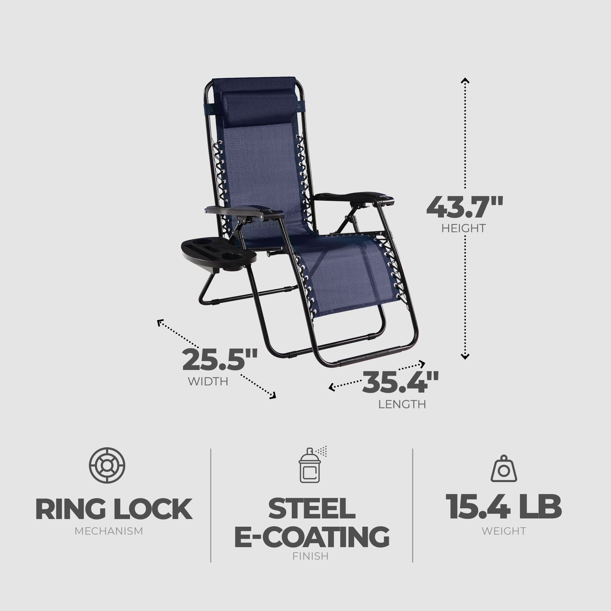 Four Seasons Courtyard Sunny Steel Zero Gravity Patio Chair, Blue(3pk)(Open Box) - VMInnovations