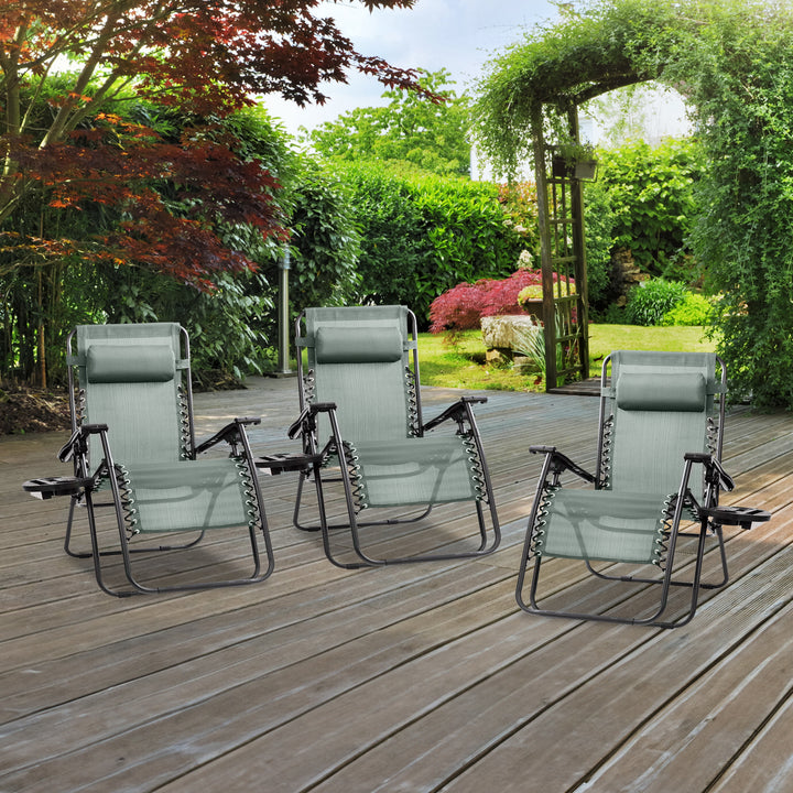 Four Seasons Courtyard Sunny Isles XL Steel Zero Gravity Chair, Green (3 Pack) - VMInnovations