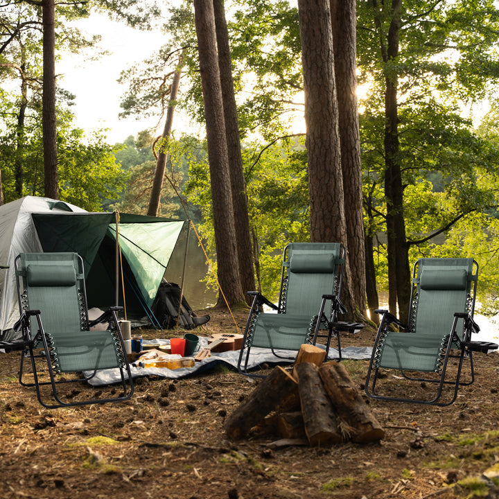 Four Seasons Courtyard Sunny Isles XL Steel Zero Gravity Chair, Green (3 Pack) - VMInnovations