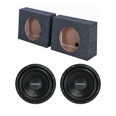 QPower Single 10 Inch Sub Box (2 Pack) and Rockford Fosgate Subwoofer (2 Pack)