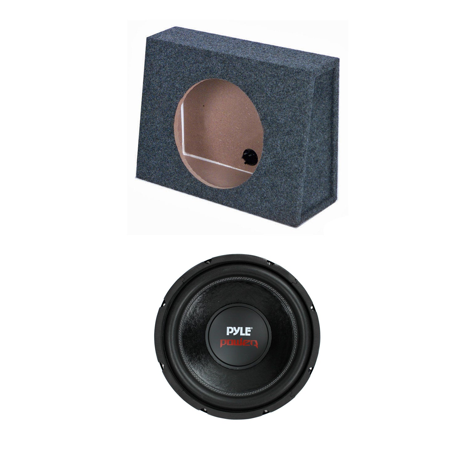 QPower 12 Inch Single Slim Shallow Subwoofer Box and Pyle 1600 Watt Subwoofer - VMInnovations