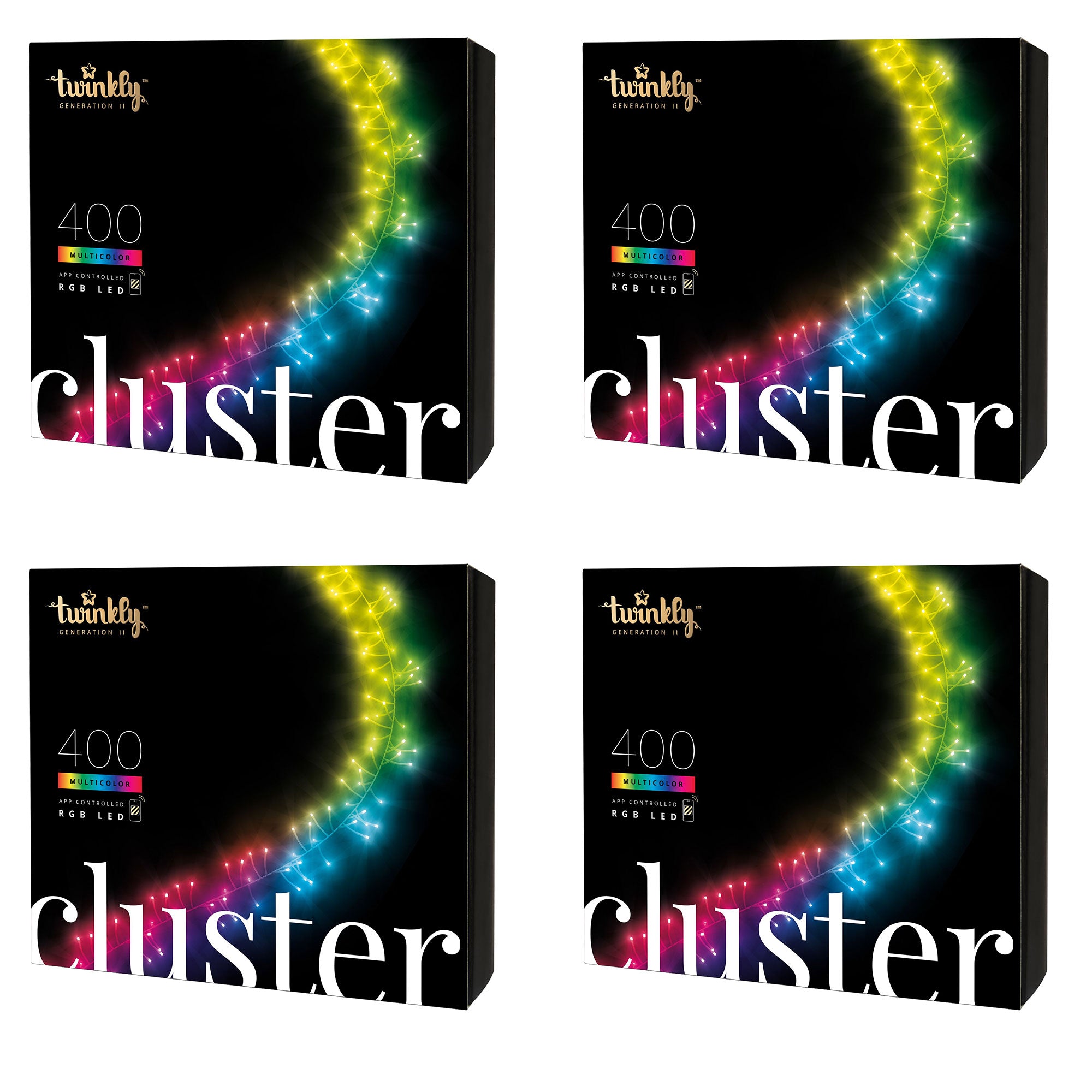 Twinkly Cluster App-Controlled Smart LED Christmas Lights 400 RGB (4 Pack) - VMInnovations