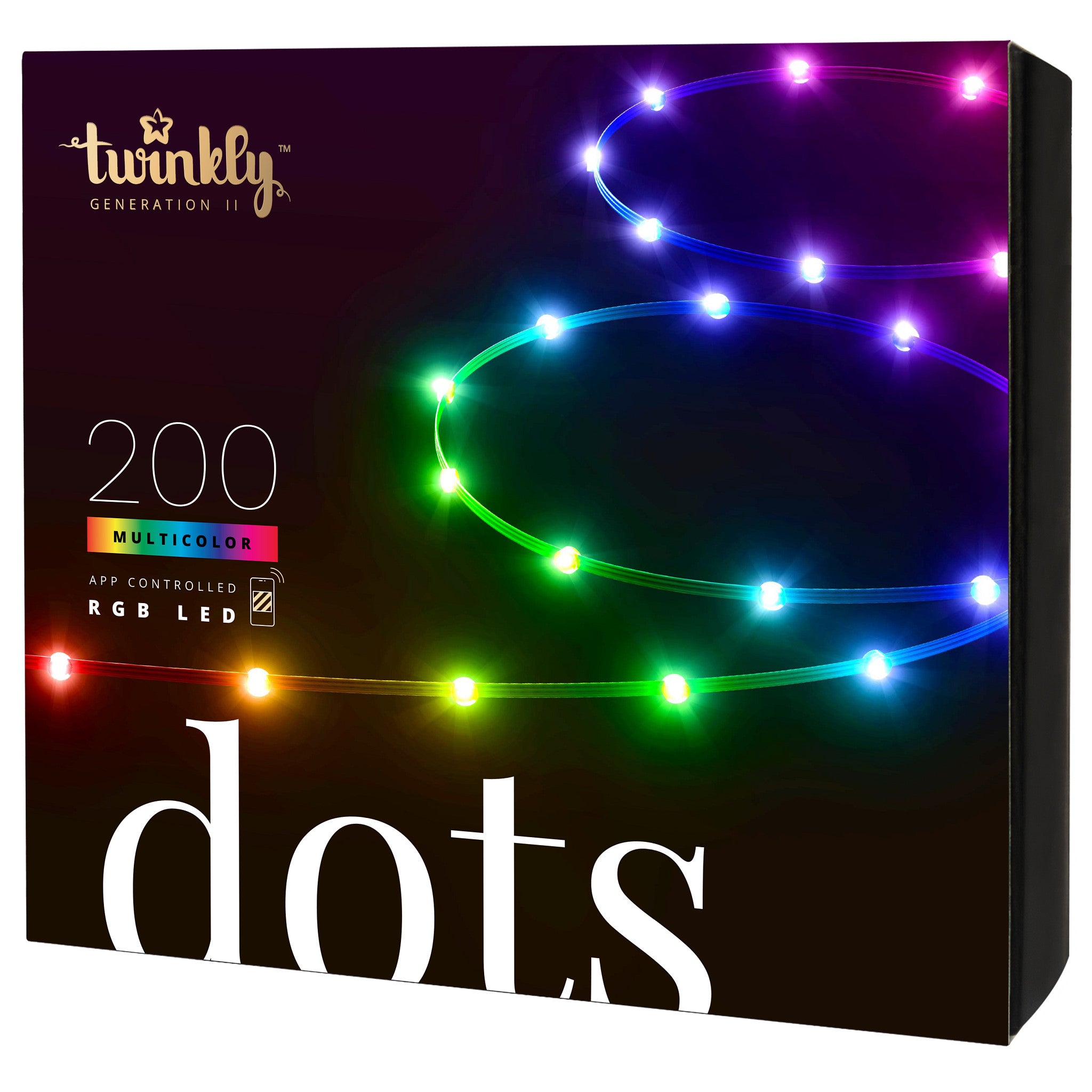 Twinkly Dots App-Controlled Flexible USB LED Lights 200 RGB Black Wire(Open Box) - VMInnovations