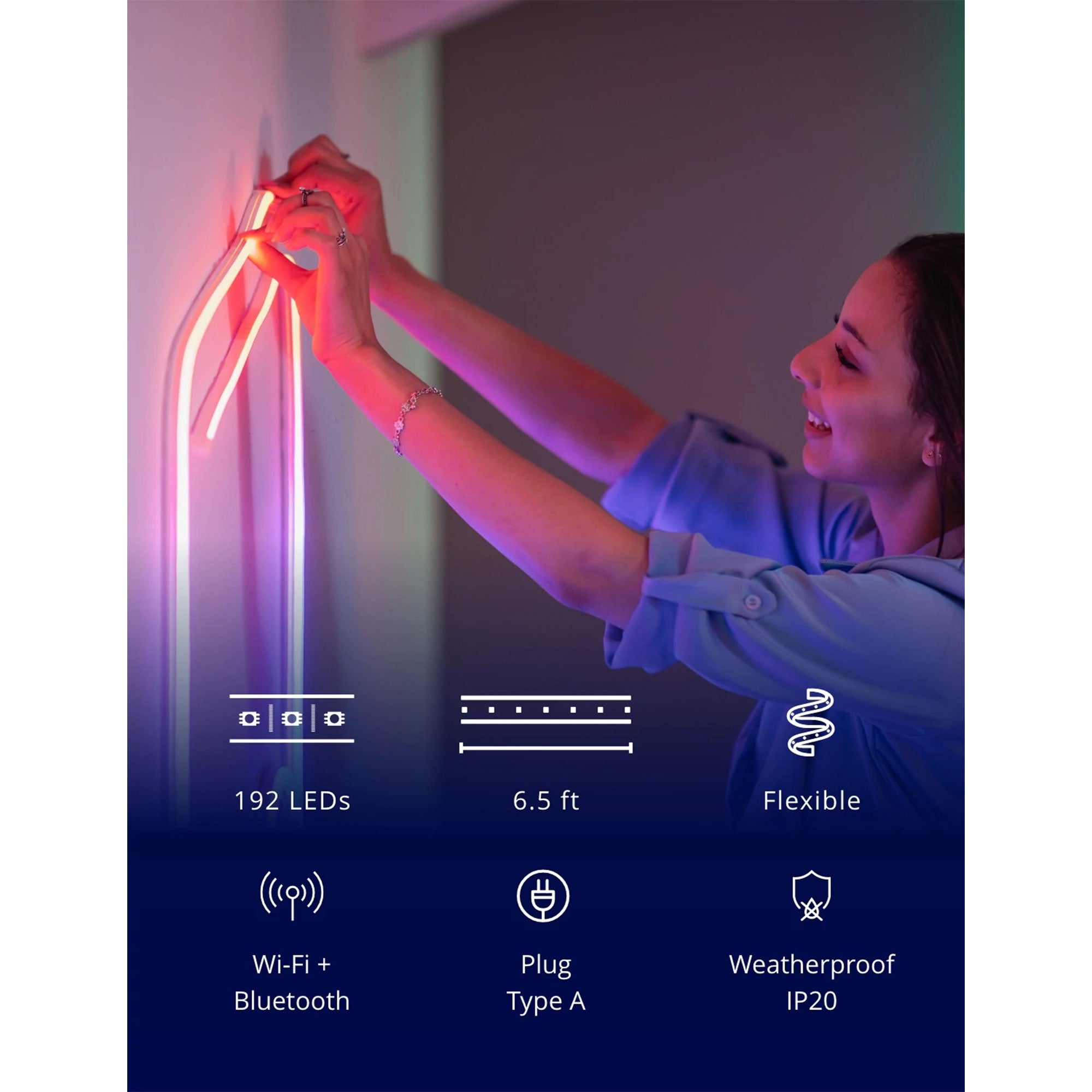 Twinkly Flex App-Controlled Flexible Light Tube RGB 16 Mil Colors 6.5' (2 Pack)