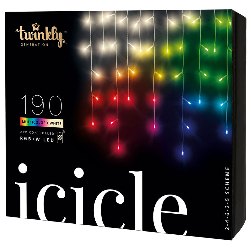 Twinkly Icicle App-Controlled Smart LED Christmas Lights 190 Multicolor + White