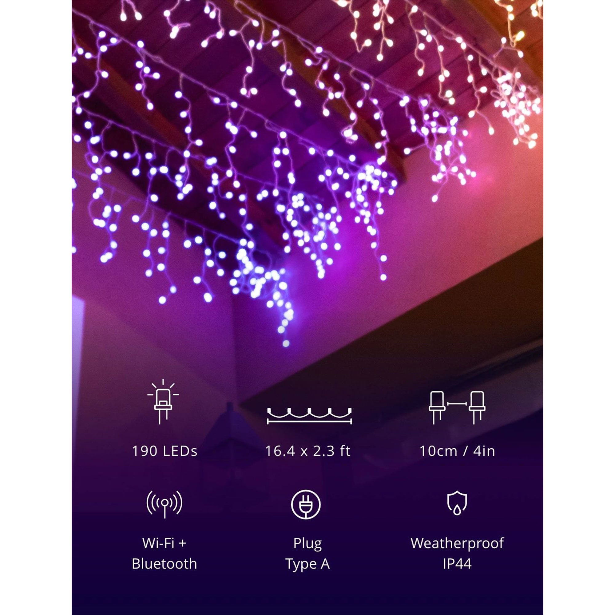 Twinkly Icicle App-Controlled Smart LED Christmas Lights 190 RGB+W (Used) - VMInnovations