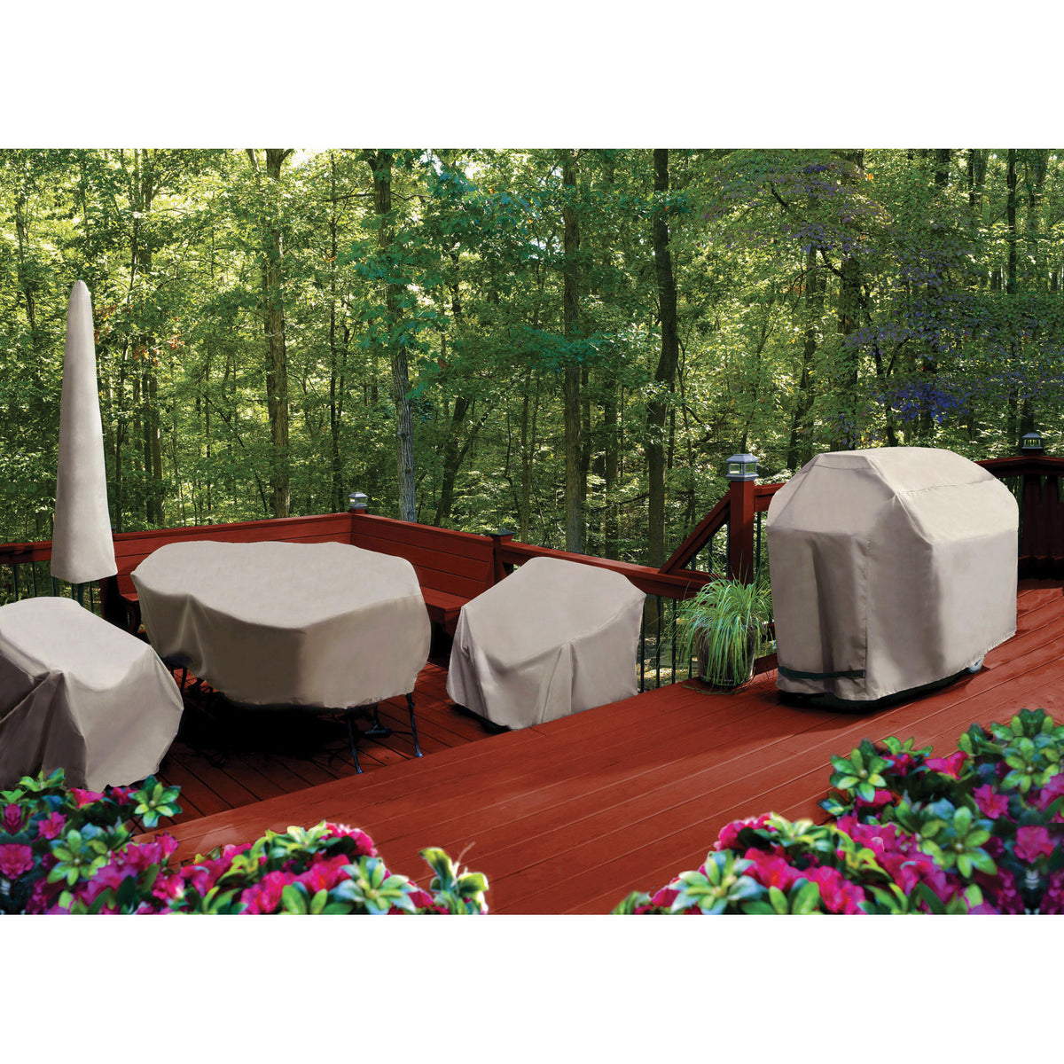 Two Dogs Designs Fire Pit Cover with UV Protection, 80 Inch, Khaki (Used)