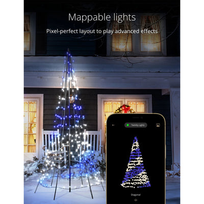 Twinkly Light Tree App-control Tree 450 RGB+W 9.8-Ft w/Pole(For Parts)