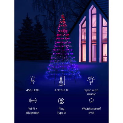 Twinkly Light Tree App-control Tree 450 RGB+W 9.8-Ft w/Pole(For Parts)