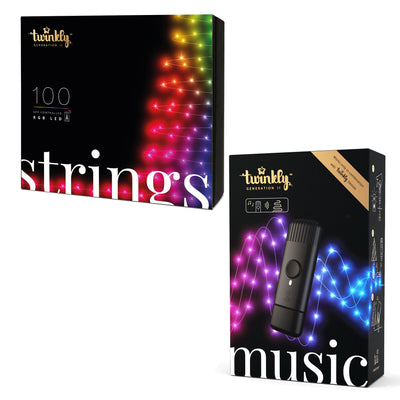 Twinkly String + Music 100 LED RGB Christmas Lights with Music Syncing Device - VMInnovations