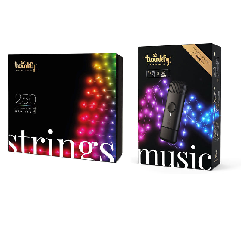 Twinkly String + Music 250 LED RGB Christmas Lights with Music Syncing Device