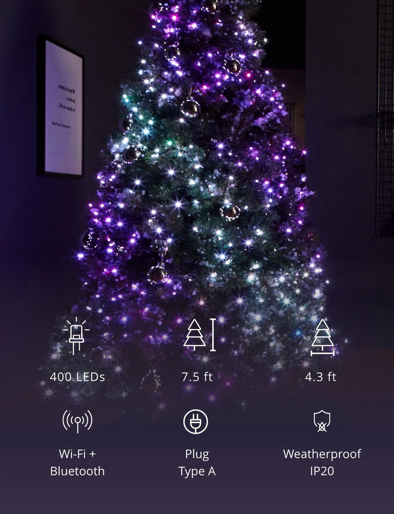 Twinkly Pre-Lit Tree App-control 7.5-Ft Christmas Tree 400 RGB+W LEDs (Open Box)