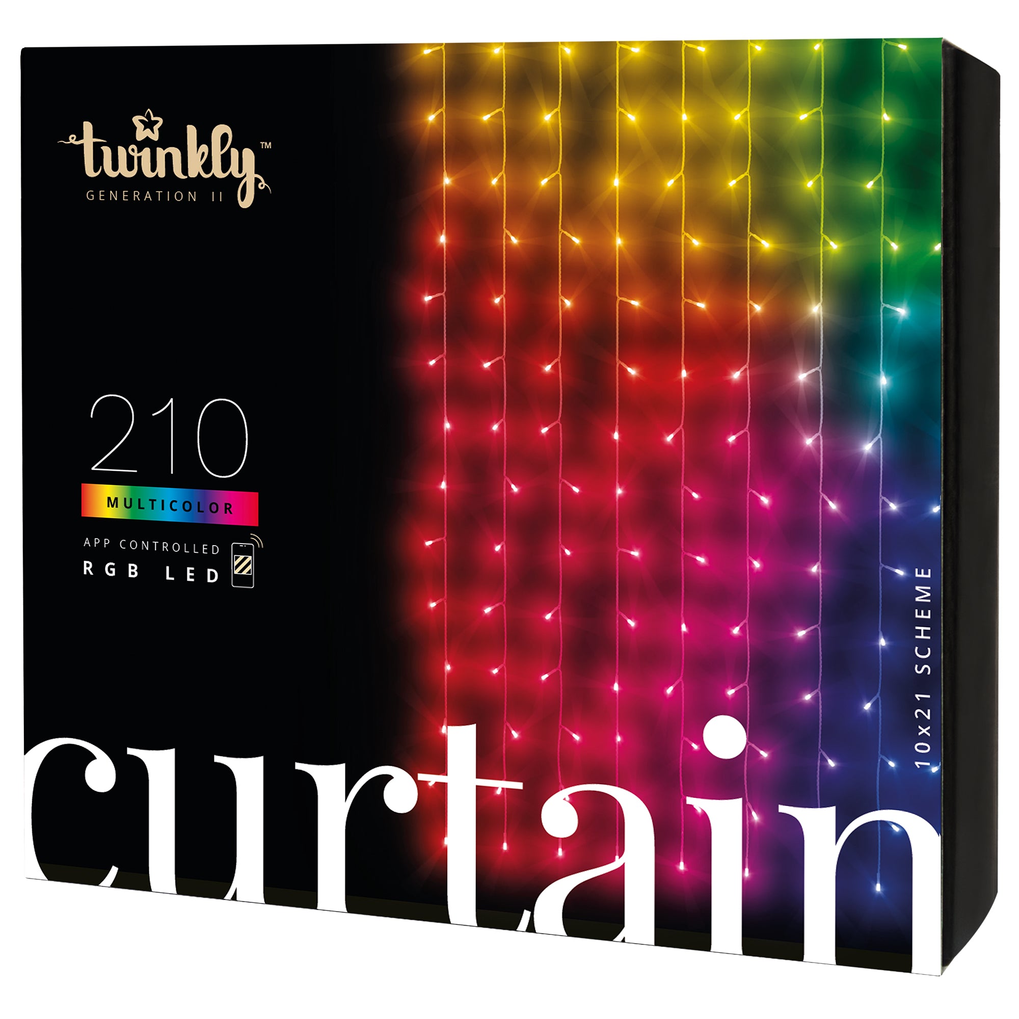 Twinkly Curtain App-Controlled Smart LED Christmas Lights 210 RGB Multicolor