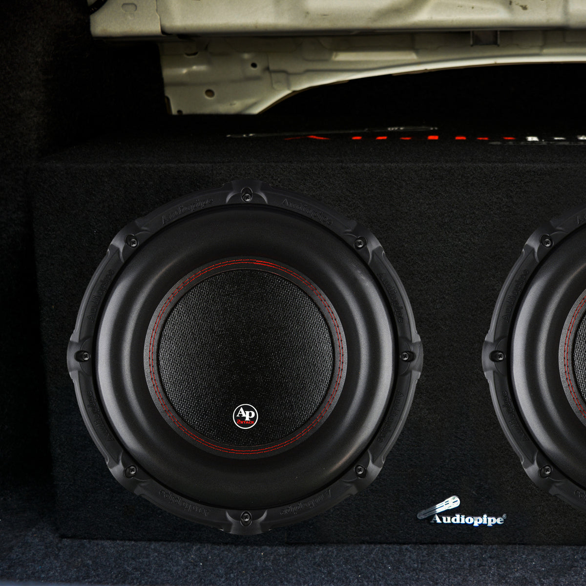 AudioPipe 12 In DVC Car Audio Subwoofer and QPower 12 In Sub Box Enclosure QBOMB