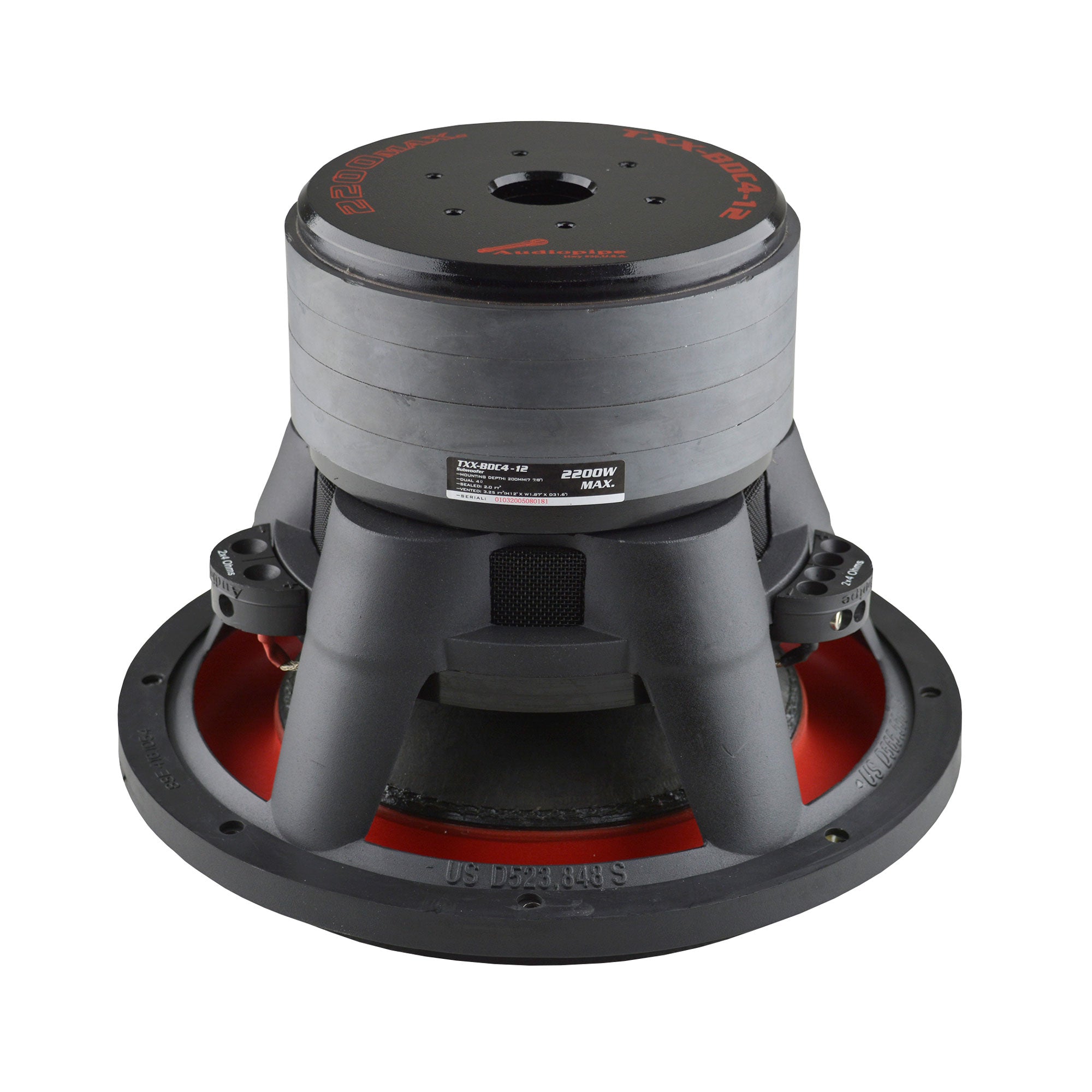 AudioPipe 12 Inch 2200W 4 Ohm Car Audio Subwoofer Quad Stack & Vented Enclosure