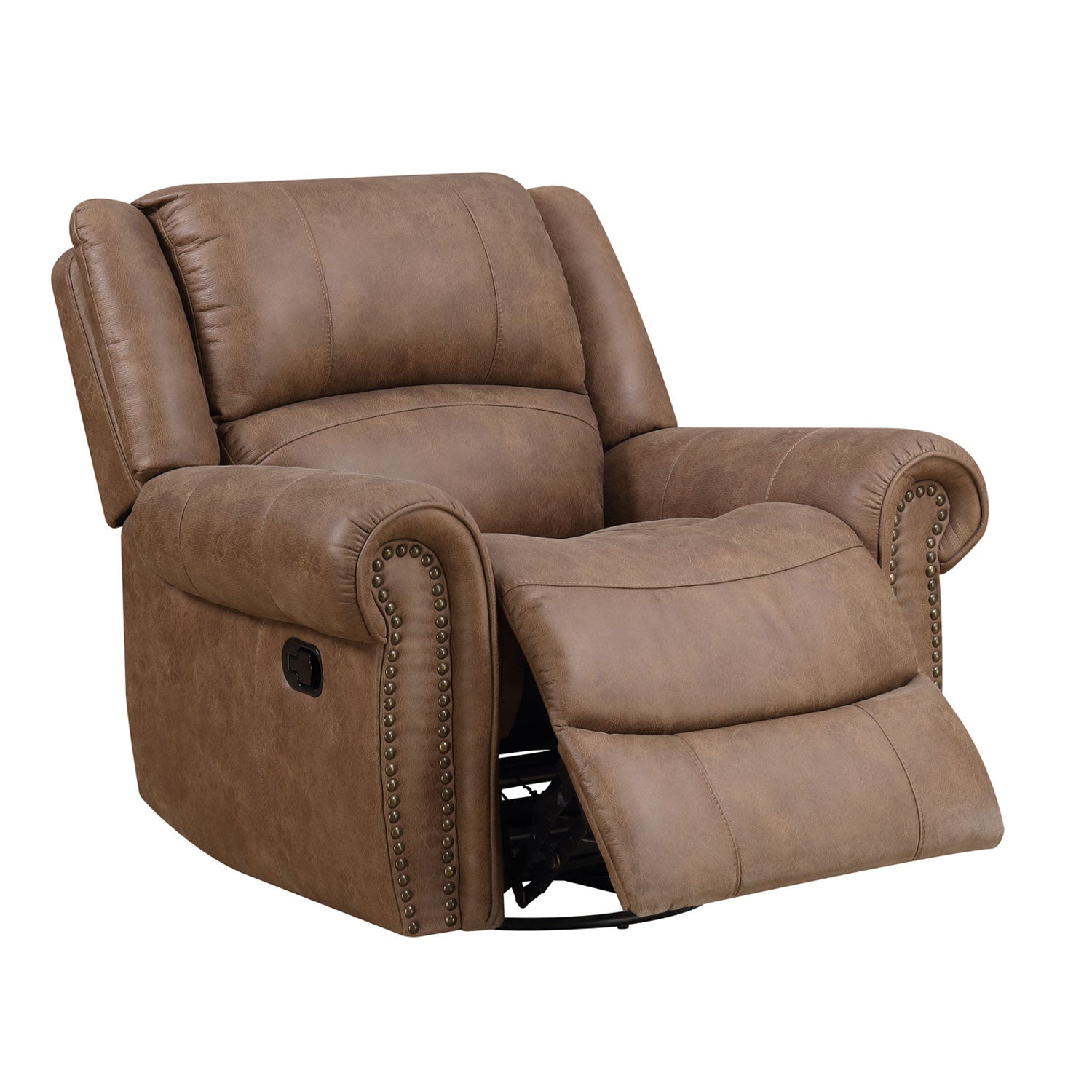Emerald Home Spencer Faux Leather Swivel Glider Recliner Chair Brown (For Parts)