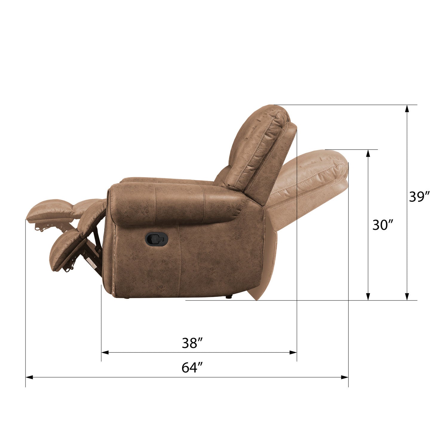 Emerald Home Spencer Faux Leather Swivel Glider Recliner Chair Brown (For Parts)