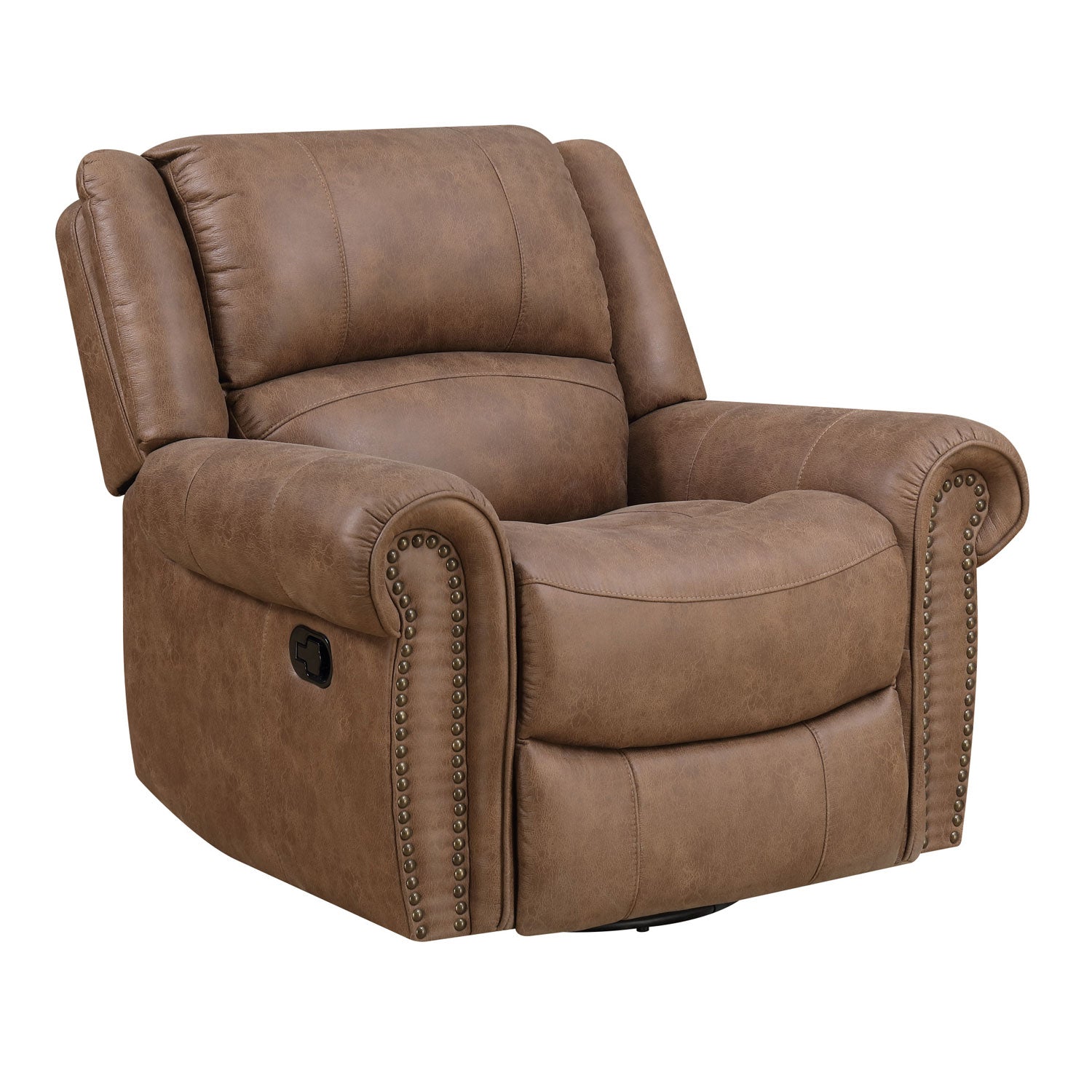 Emerald Home Spencer Faux Leather Swivel Glider Recliner Chair Brown (For Parts)