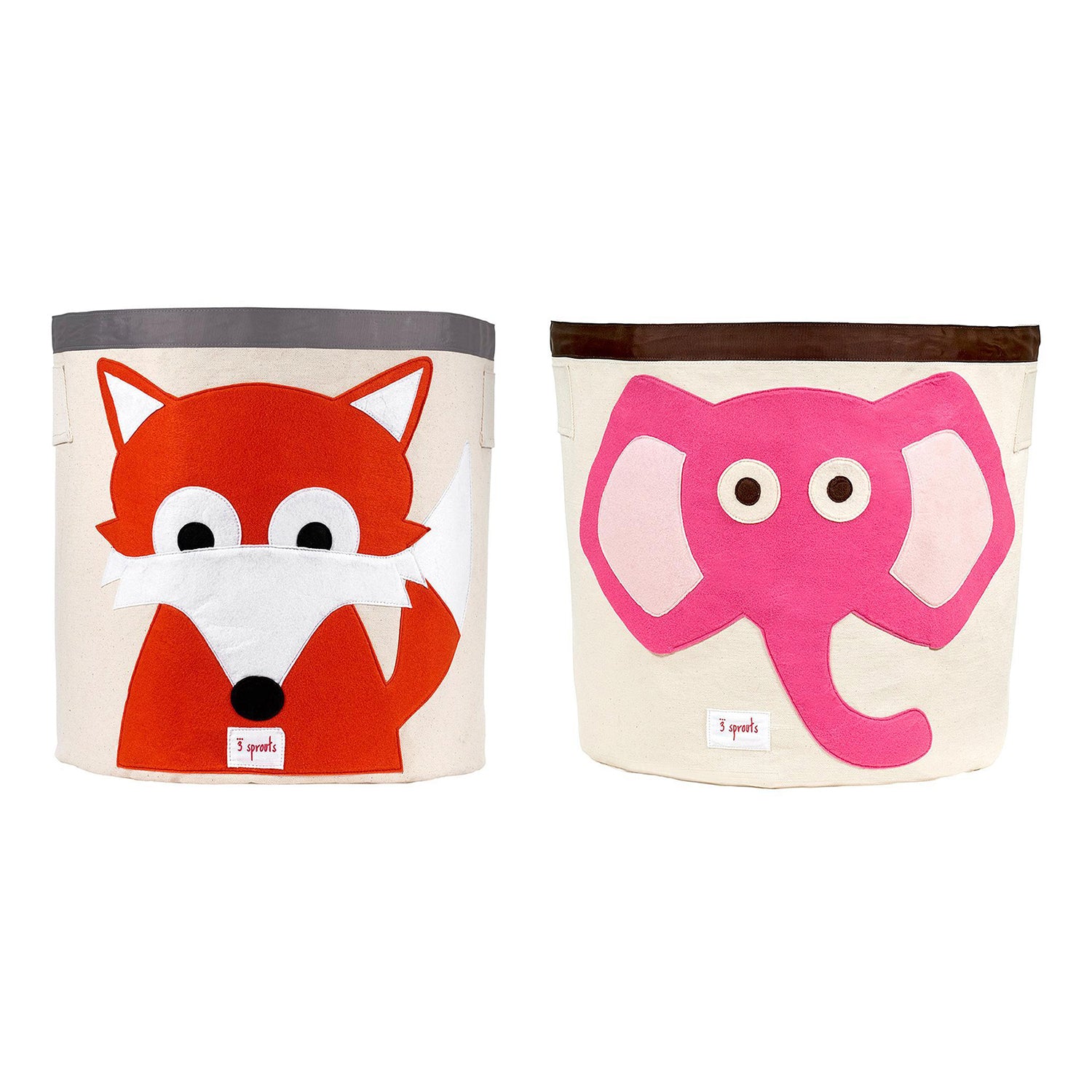 3 Sprouts Canvas Kids Storage Bin, Fox & 3 Sprouts Canvas Storage Bin, Elephant