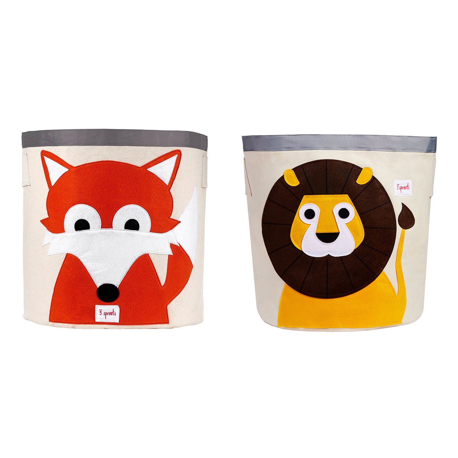 3 Sprouts Canvas Kids Storage Bin, Fox and 3 Sprouts Canvas Storage Bin, Lion