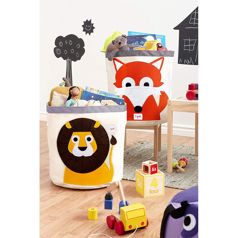 3 Sprouts Canvas Kids Storage Bin, Fox and 3 Sprouts Canvas Storage Bin, Lion