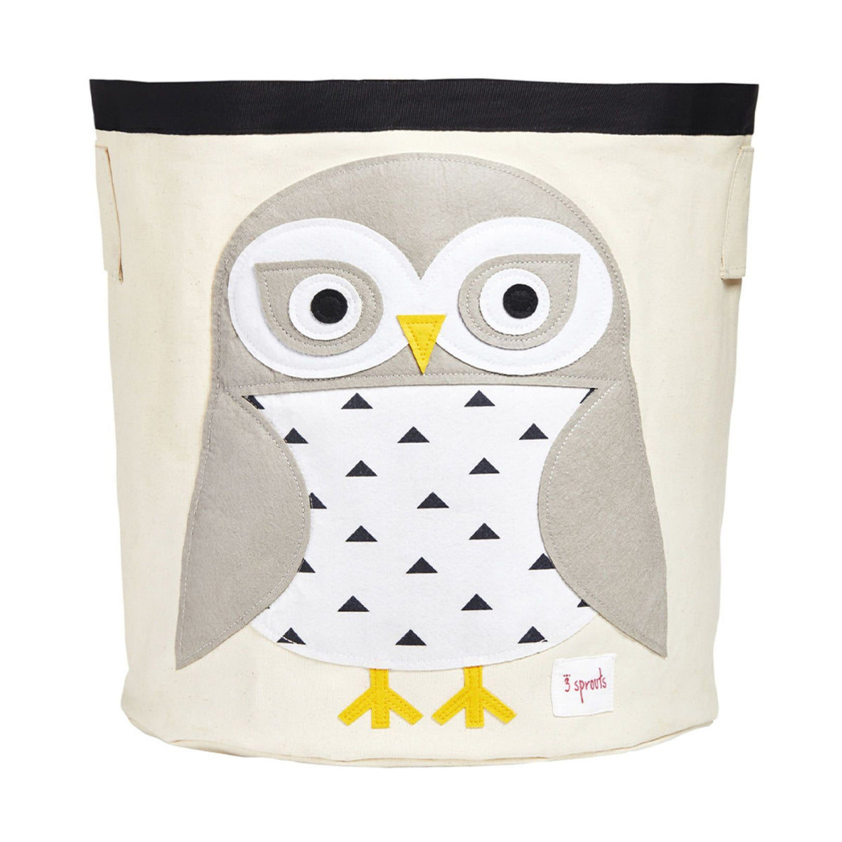 3 Sprouts Storage Bin Basket and Toy Storage Bag Play Mat, Gray Owl Pattern