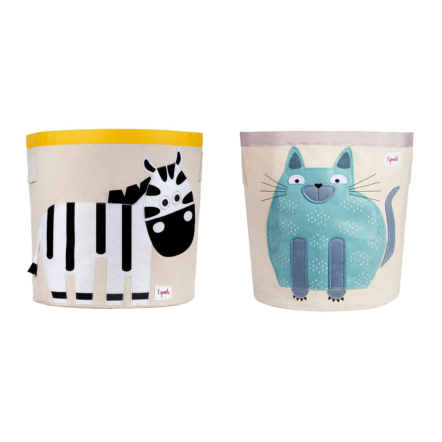 3 Sprouts Kids' Canvas Storage Bin, Zebra & 3 Sprouts Canvas Storage Bin, Cat
