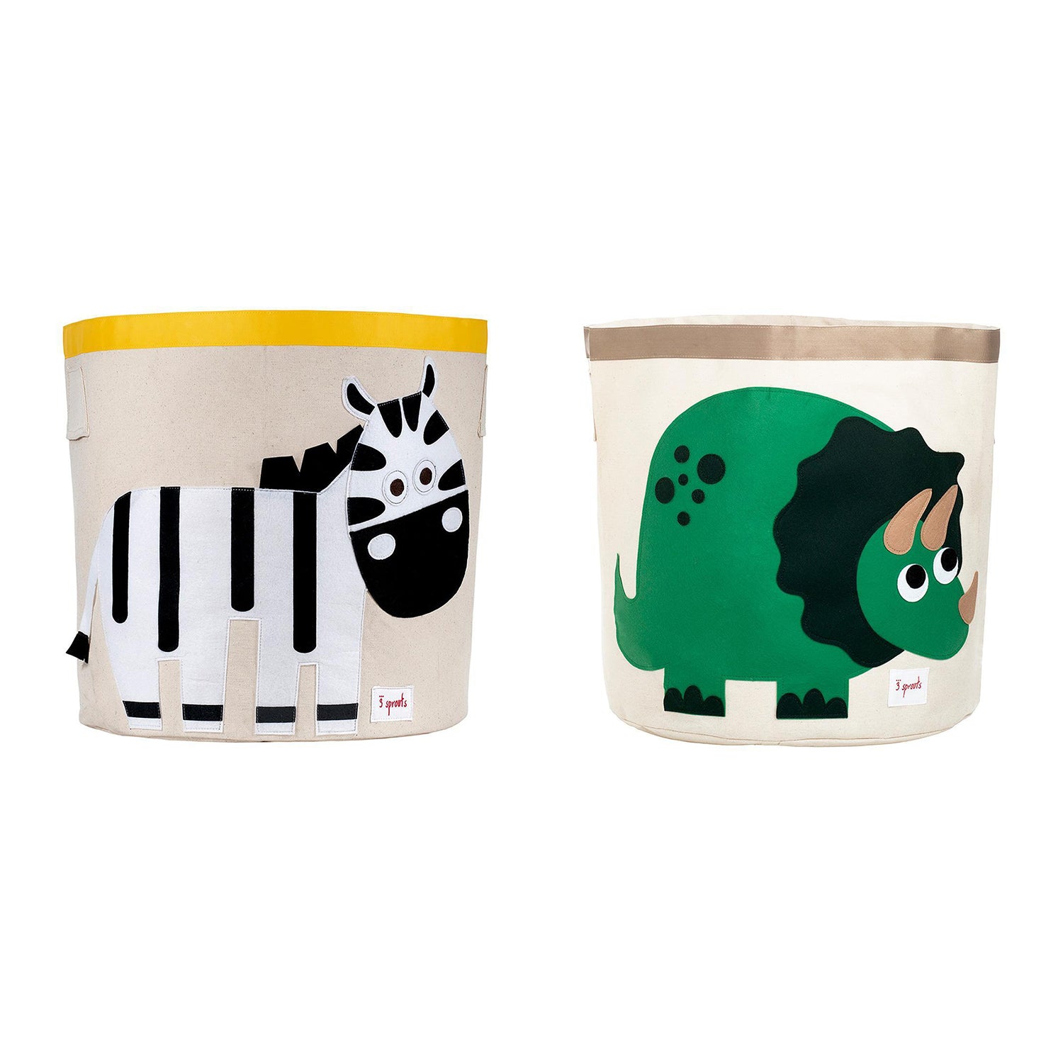 3 Sprouts Canvas Storage Bin, Zebra & 3 Sprouts Canvas Storage Bin, Dinosaur - VMInnovations