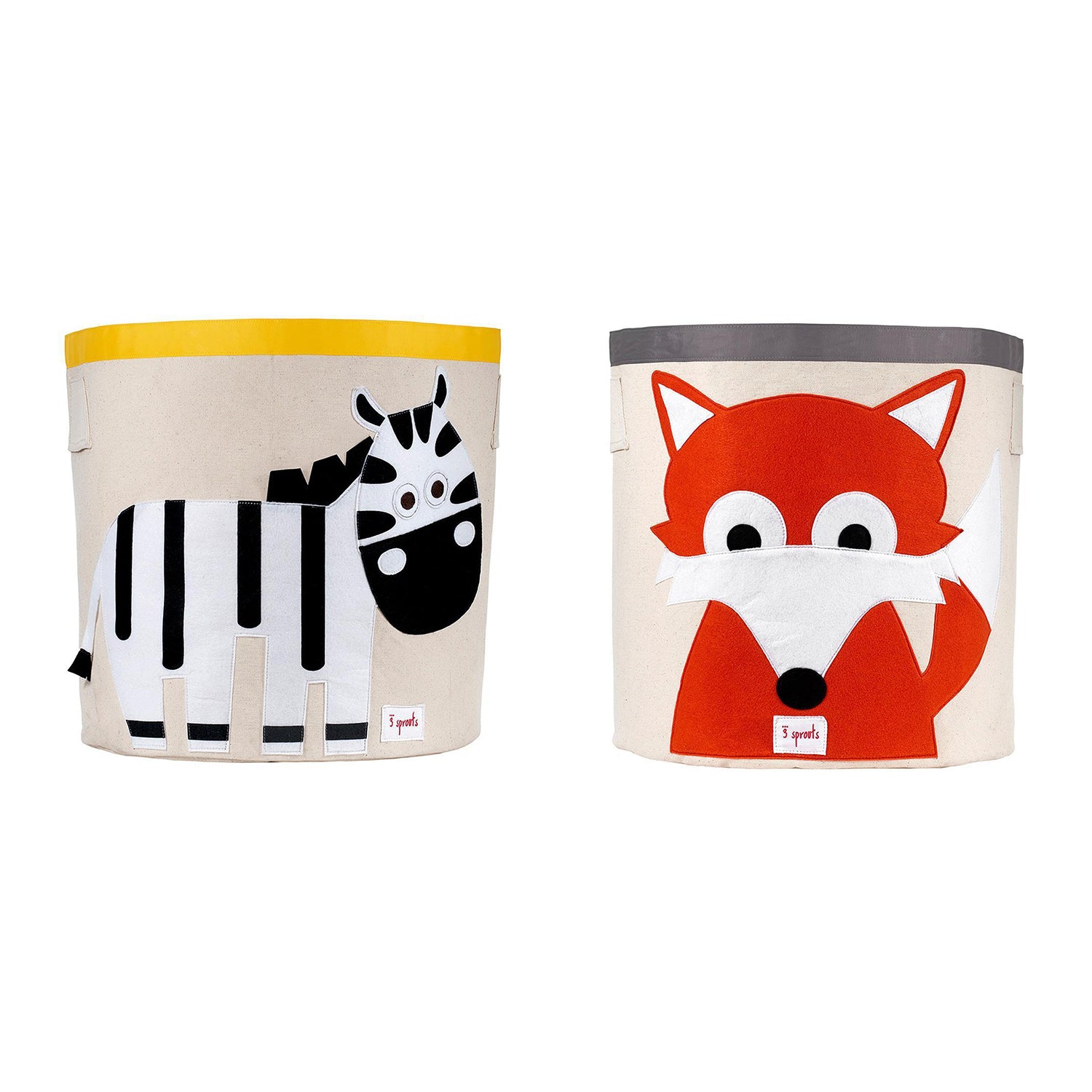 3 Sprouts Kids' Canvas Storage Bin, Zebra & 3 Sprouts Canvas Storage Bin, Fox - VMInnovations