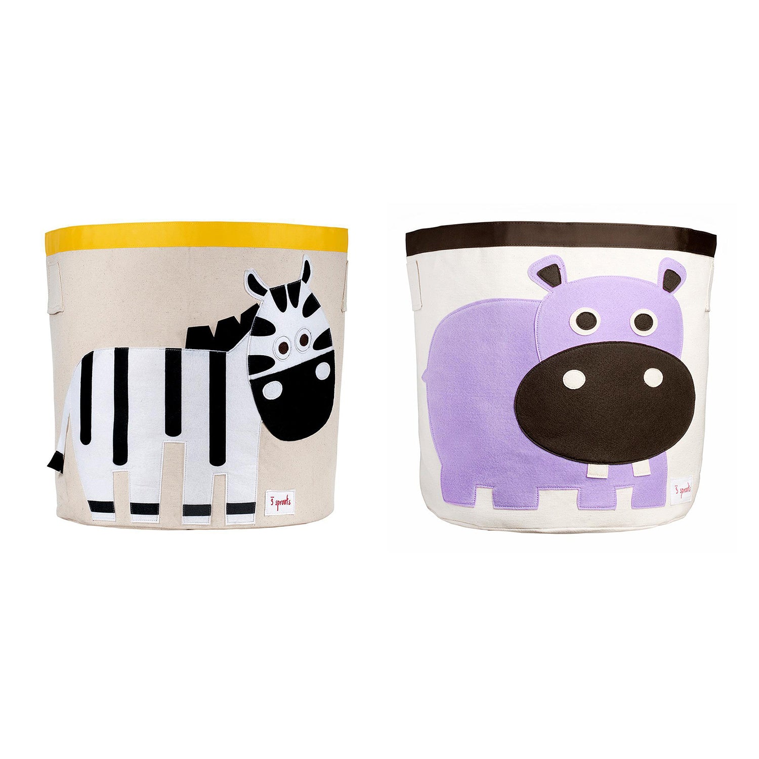 3 Sprouts Kids' Canvas Storage Bin, Zebra & 3 Sprouts Canvas Storage Bin, Hippo