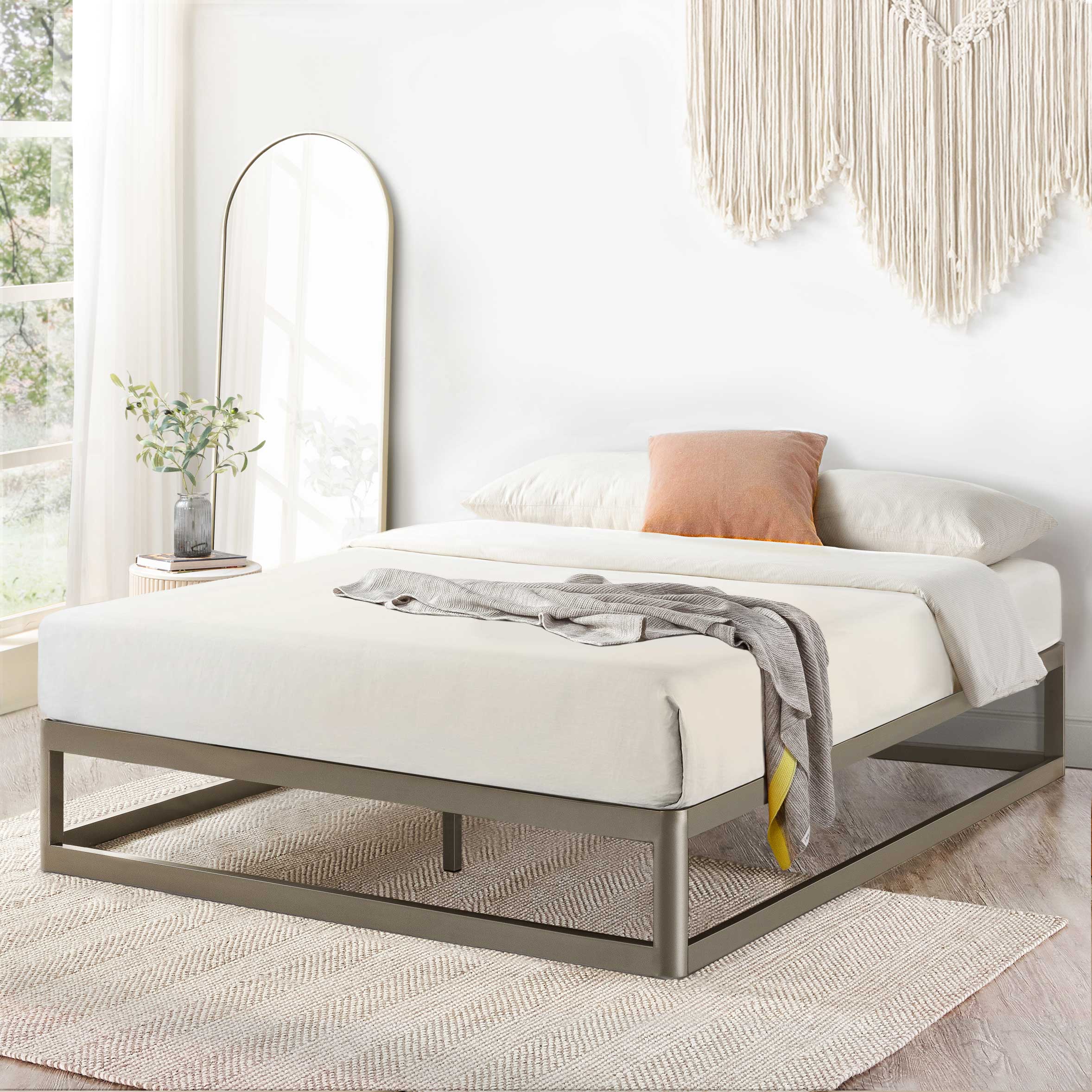 Mellow Ace of Base Metal Platform Low Profile Bed Frame, Round 12 Inch, King - VMInnovations