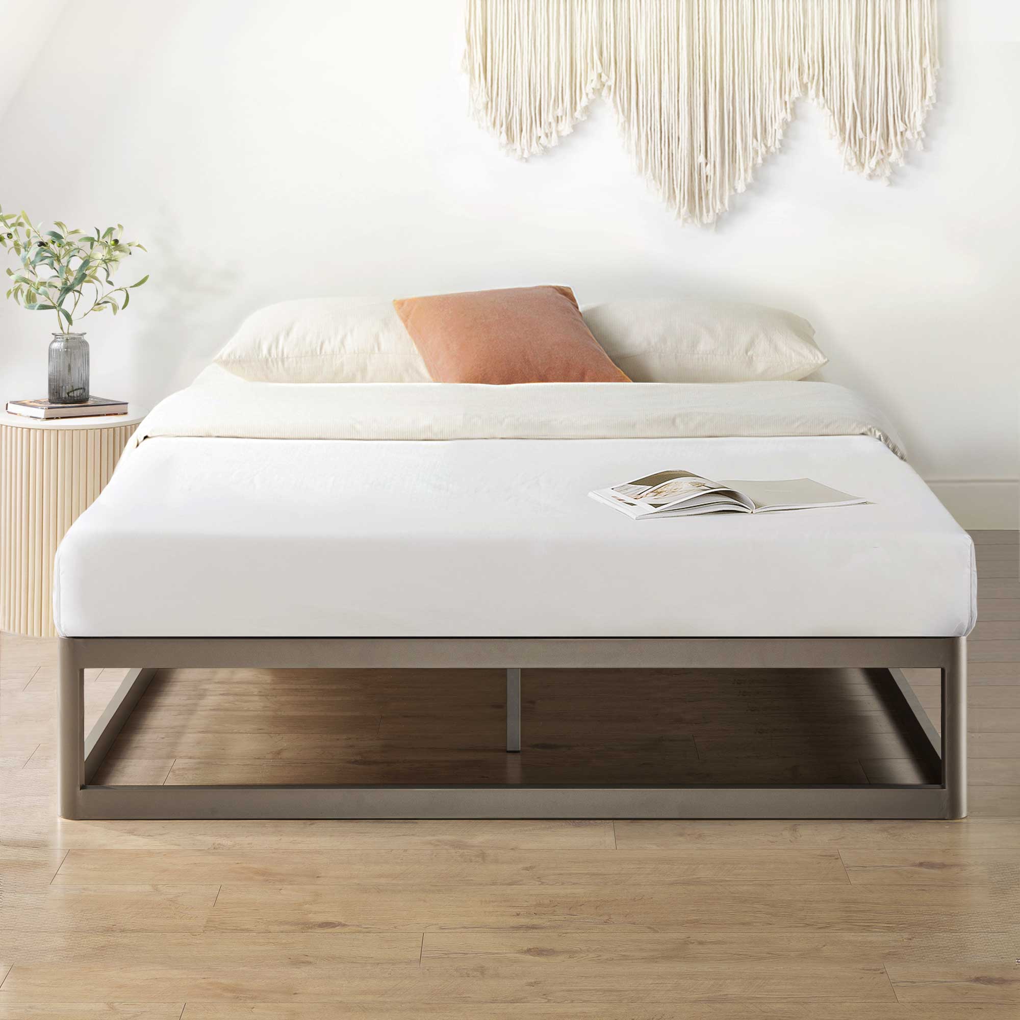 Mellow Ace of Base Metal Platform Low Profile Bed Frame, Round 12 Inch, King - VMInnovations