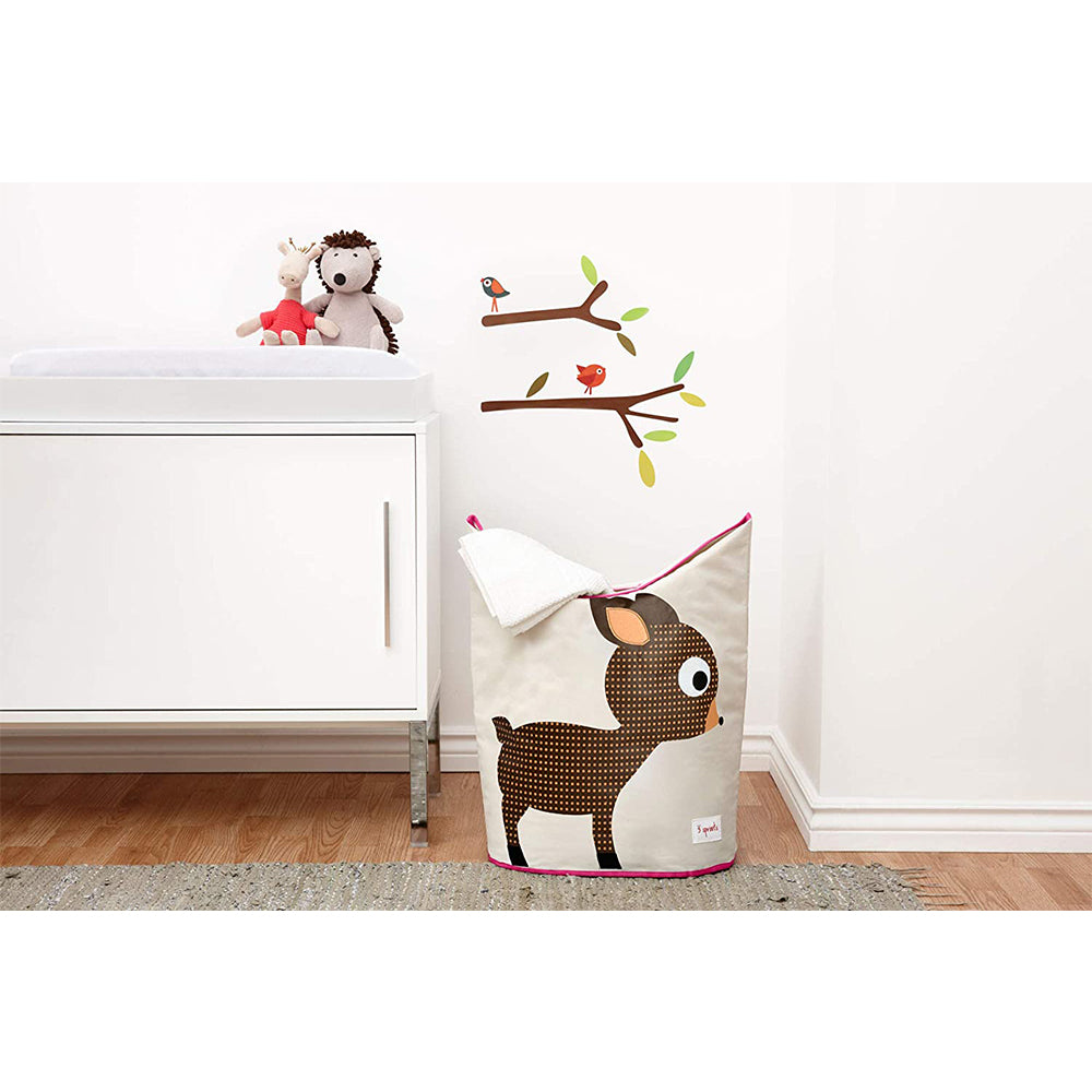 3 Sprouts Baby Laundry Hamper Storage Basket Bin, Orangutan and Deer (2 Pack)