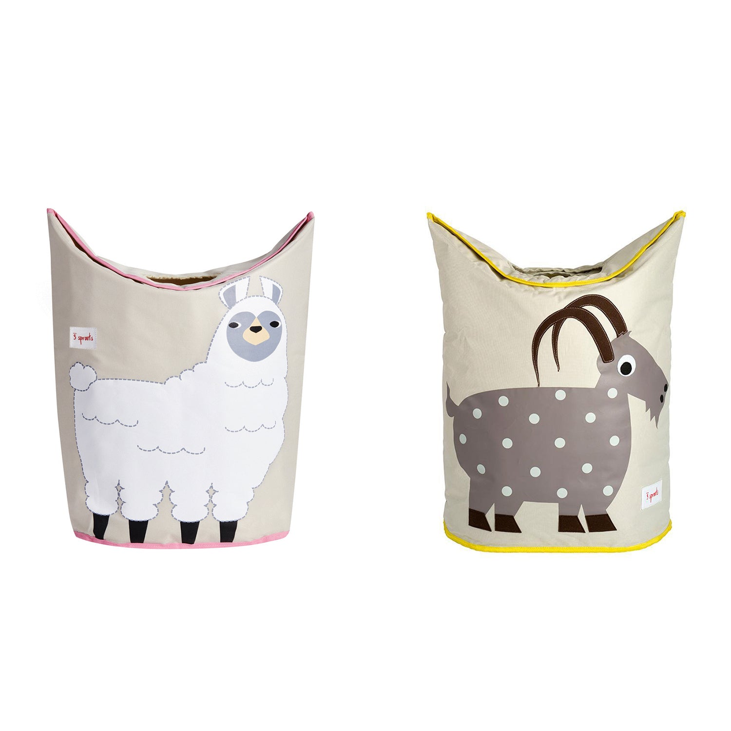 3 Sprouts Baby Laundry Hamper Storage Basket Bin for Nursery, 1 Llama & 1 Goat