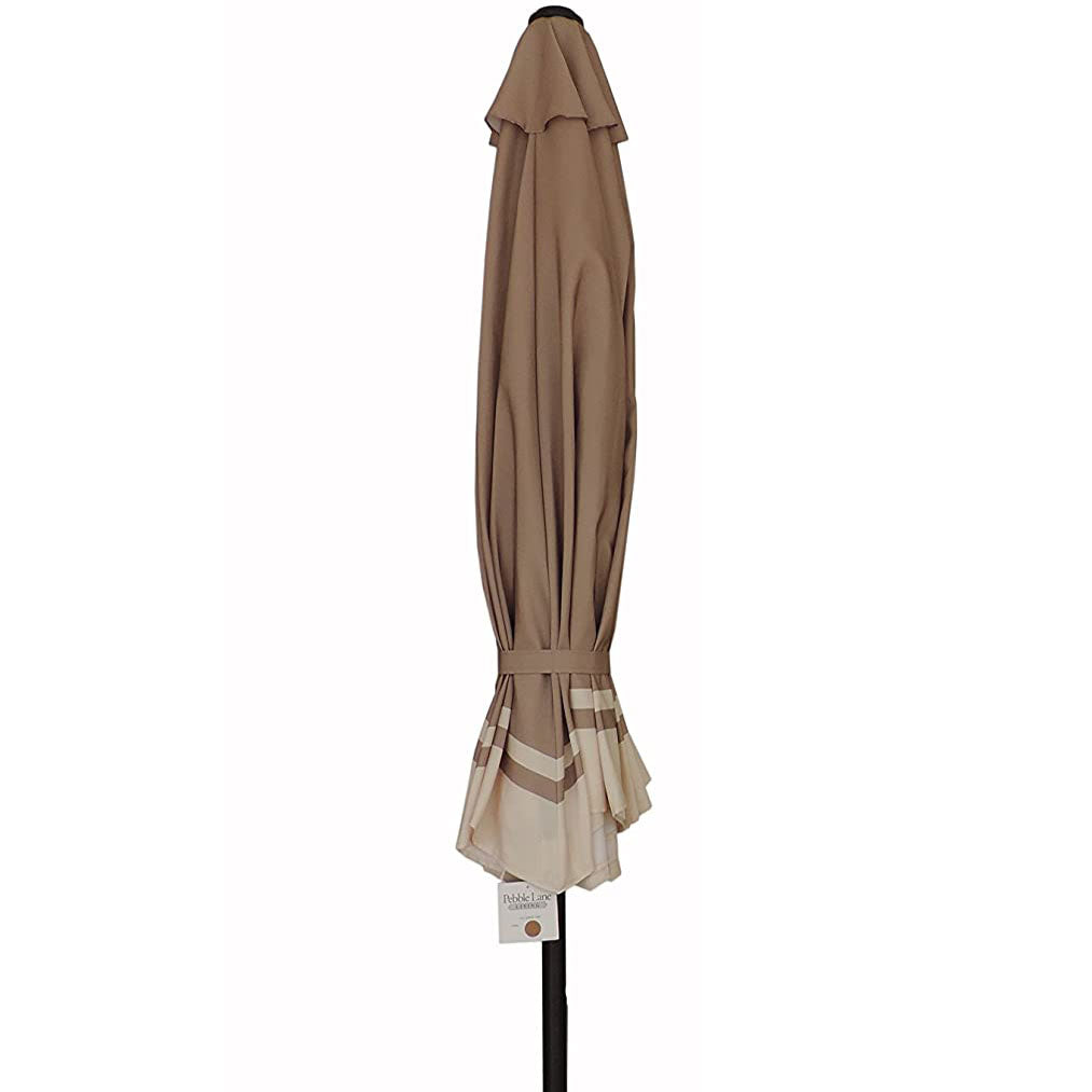 Pebble Lane Living 9 Ft Market Outdoor Patio Umbrella Shade, Tan Border (Used)