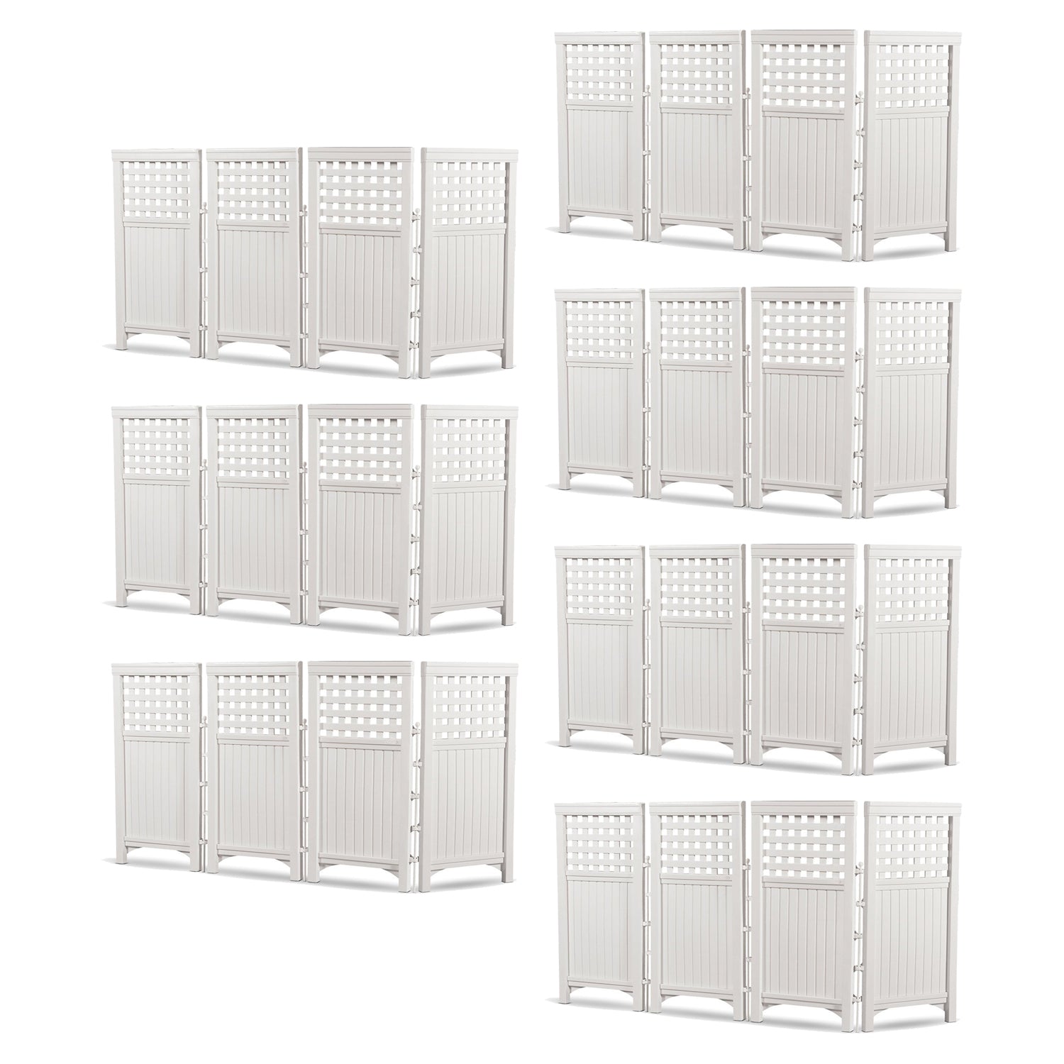 Suncast Outdoor Garden Yard 4 Panel Screen Enclosure Gated Fence, White (7 Pack)