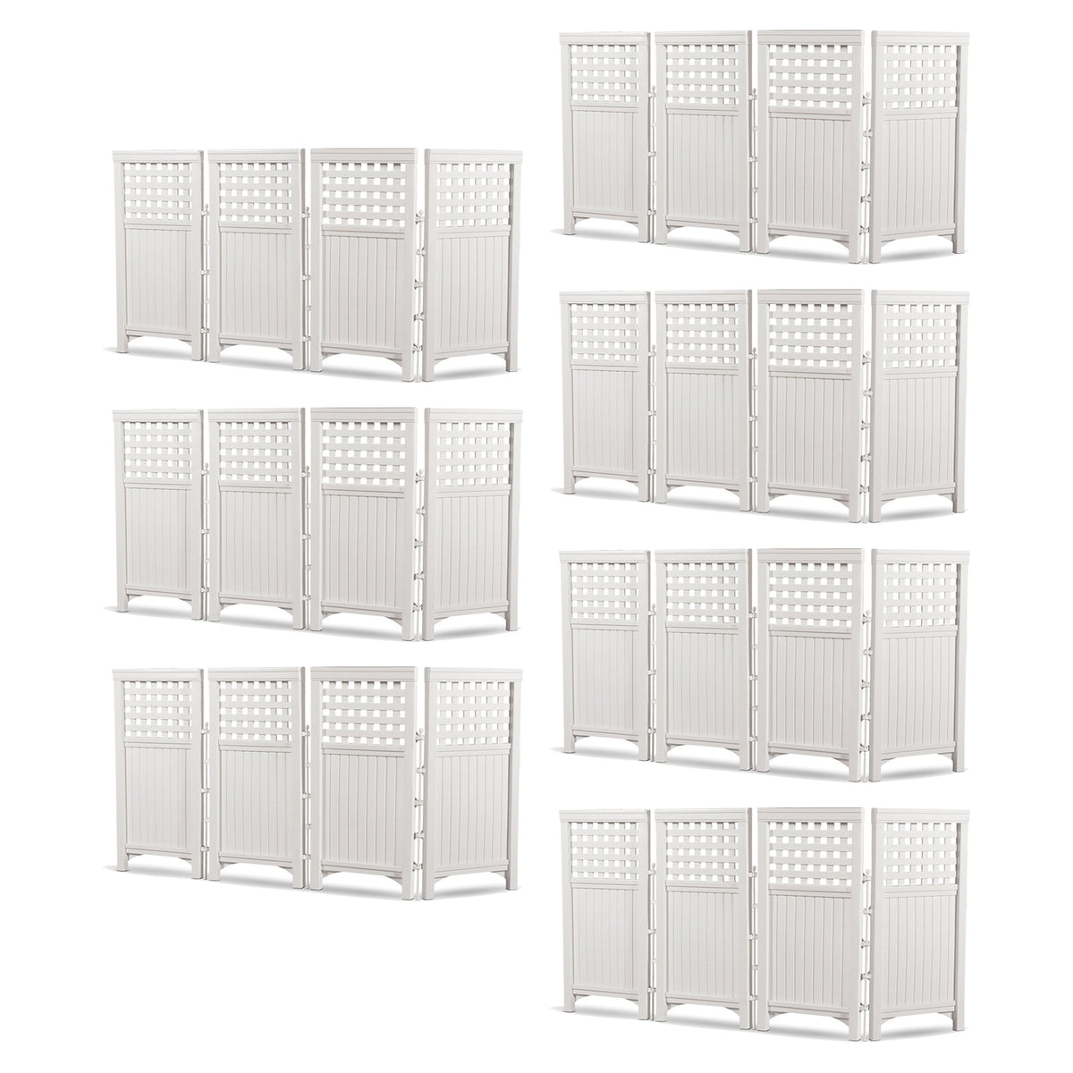Suncast Outdoor Garden Yard 4 Panel Screen Enclosure Gated Fence, White (7 Pack)